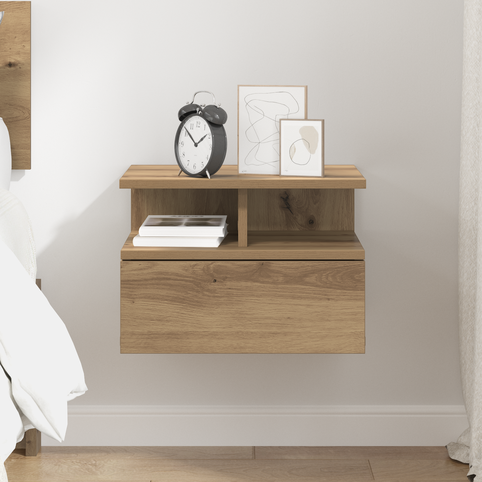 Floating Nightstand Artisan Oak 40x31x27 cm Engineered Wood - Image 4