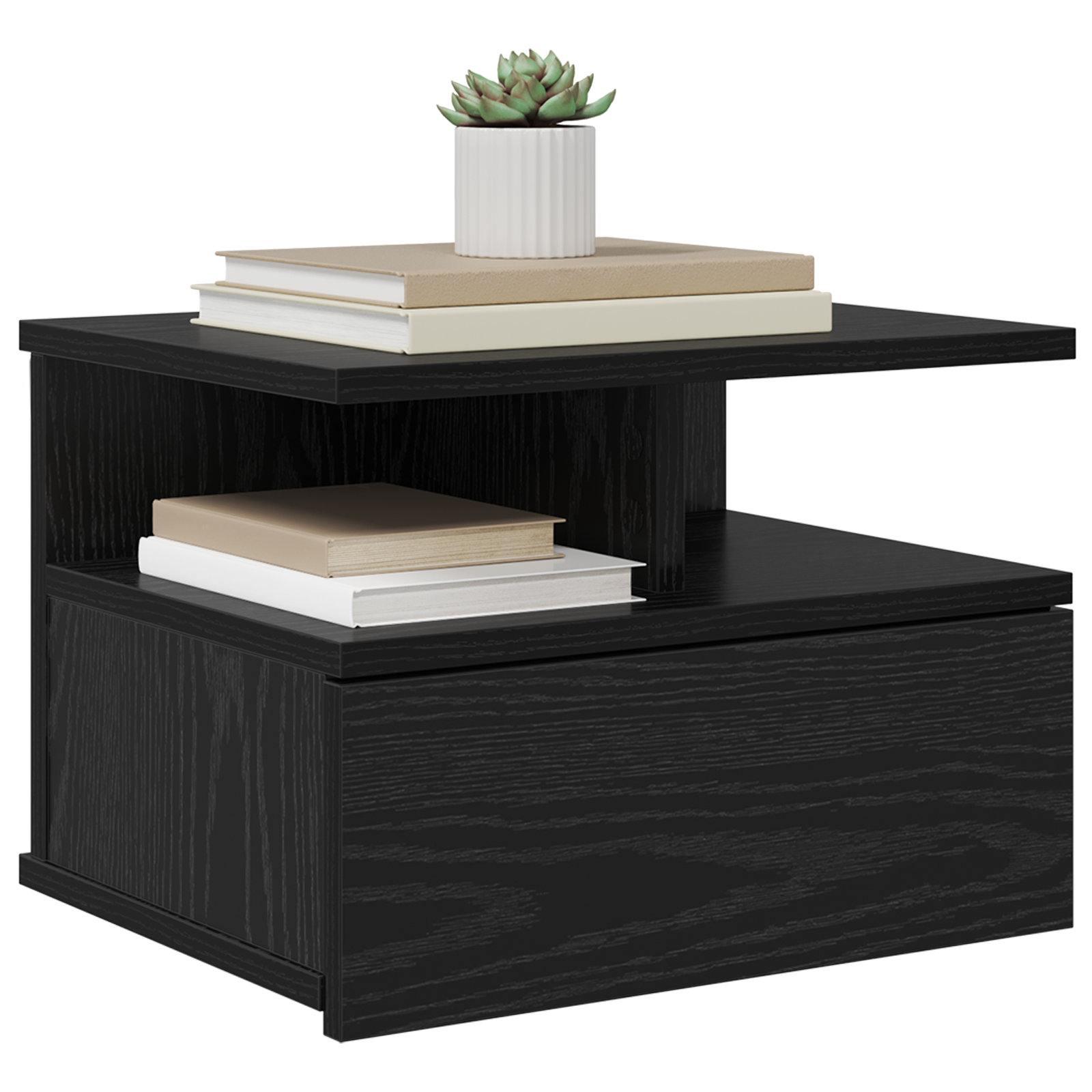 Floating Nightstand Black Oak 40x31x27 cm Engineered Wood - Image 3