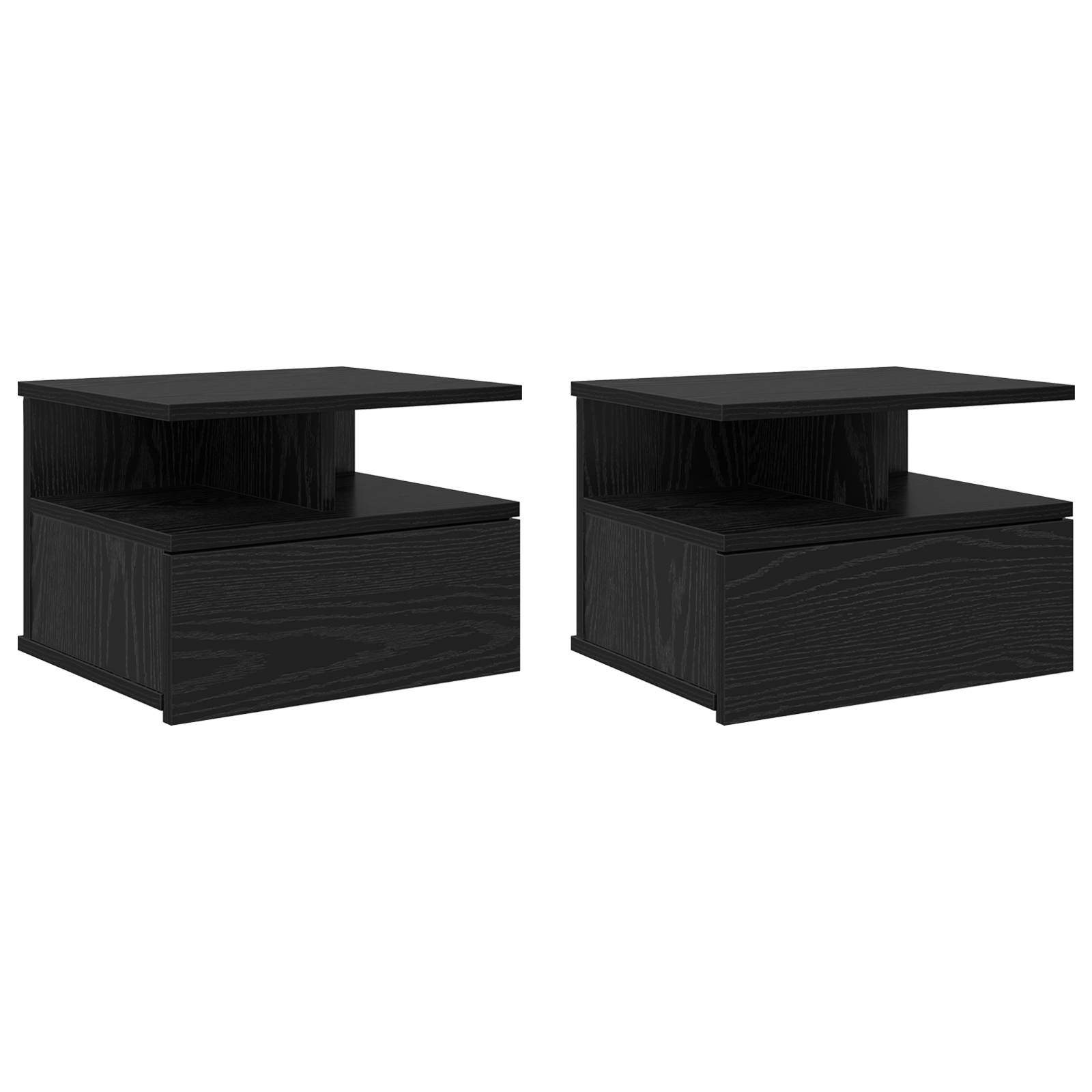 Floating Nightstands 2 pcs Black Oak 40x31x27 cm Engineered Wood - Image 2