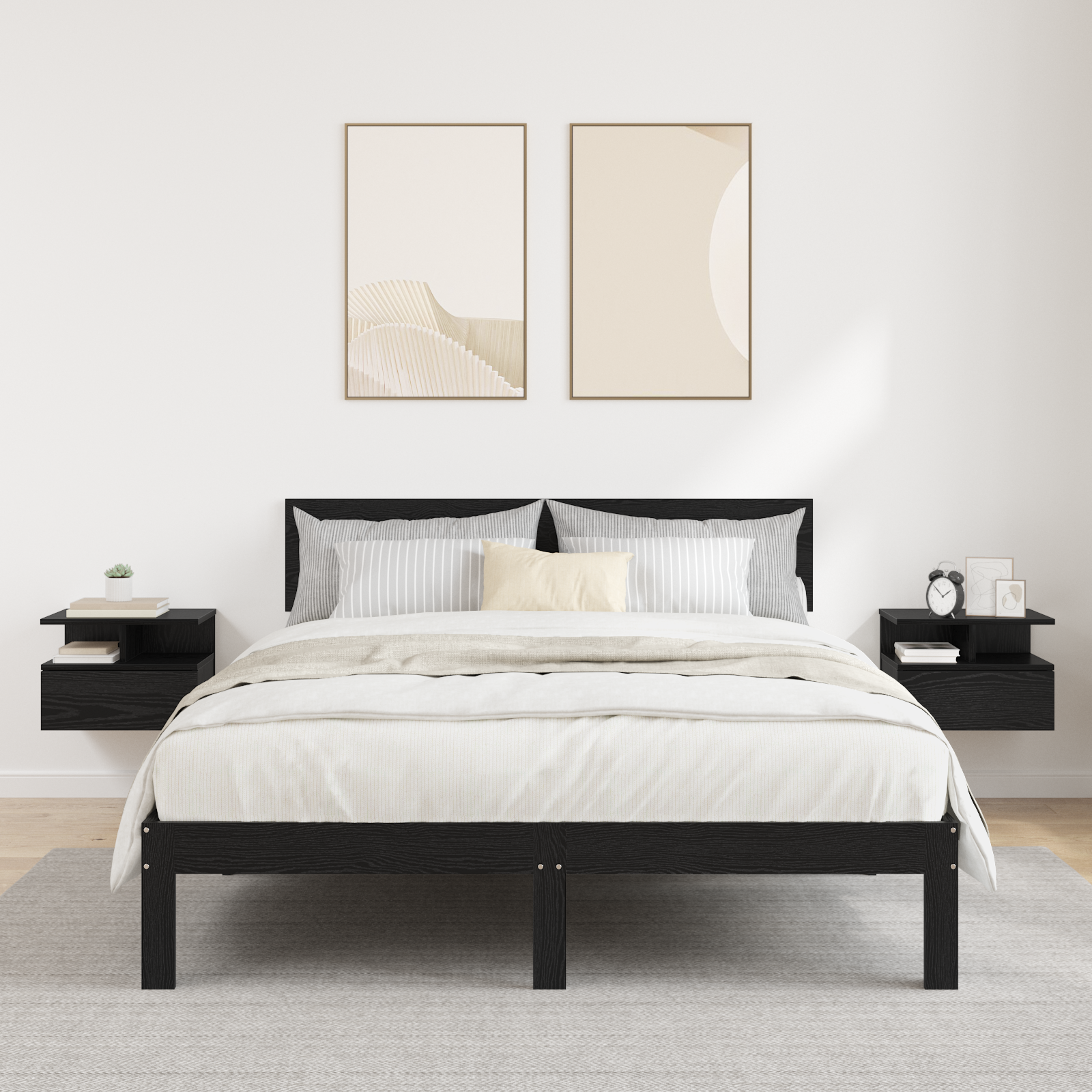 Floating Nightstands 2 pcs Black Oak 40x31x27 cm Engineered Wood