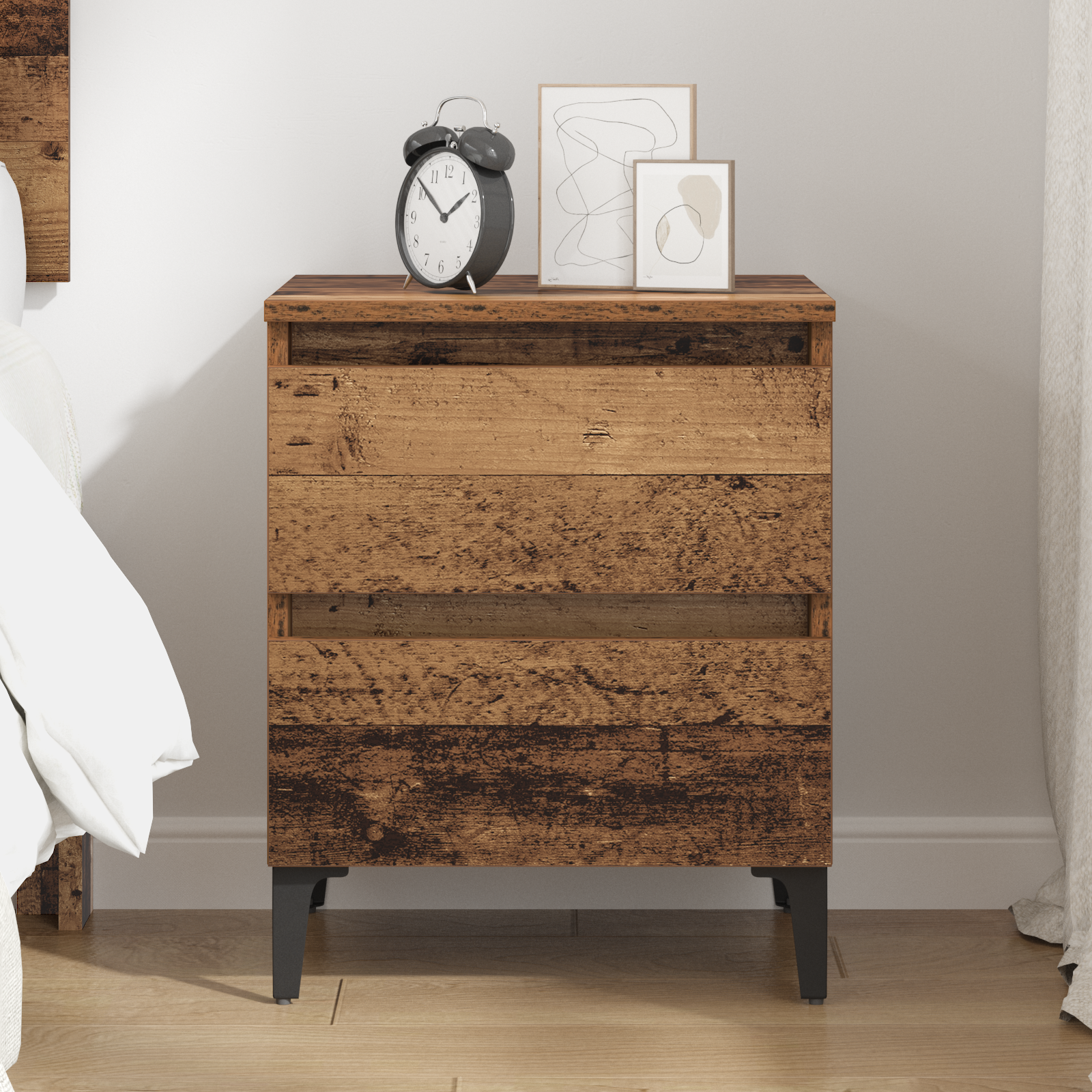 Bed Cabinet Old Wood 40x35x50 cm Engineered Wood - Image 4