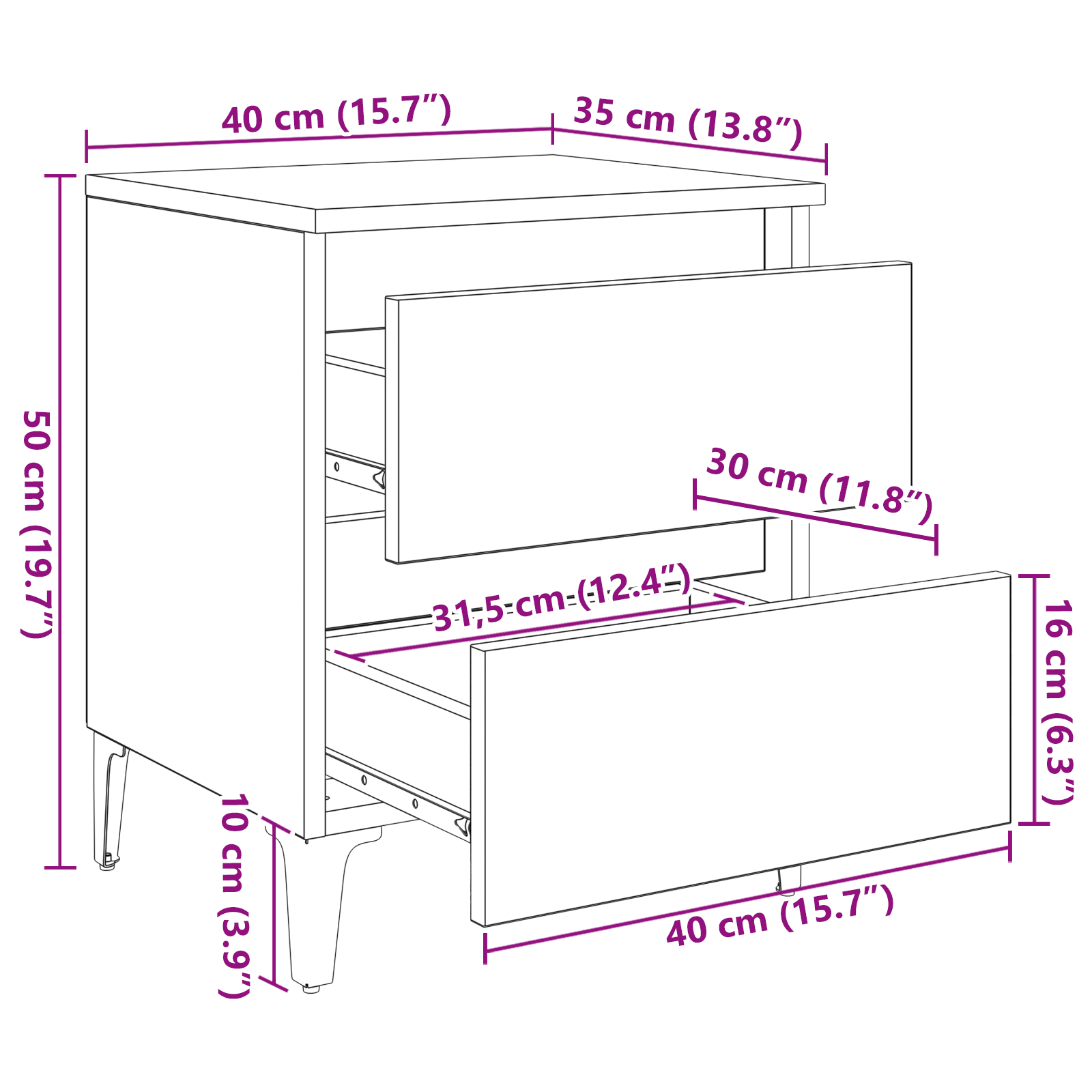 Bed Cabinet Old Wood 40x35x50 cm Engineered Wood - Image 10