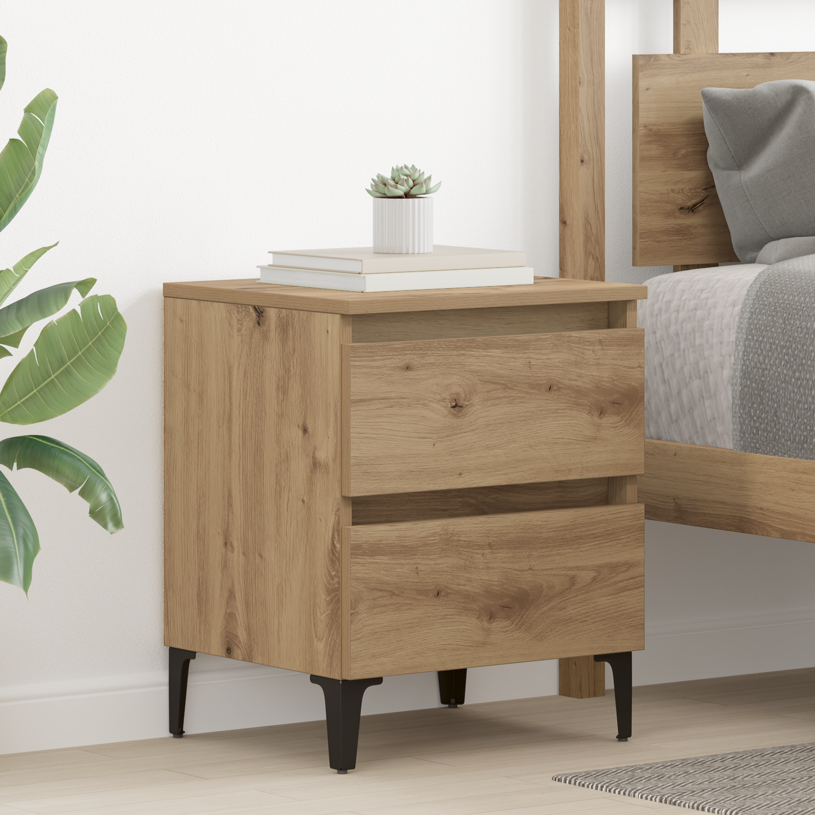 Bed Cabinet Artisan Oak 40x35x50 cm Engineered Wood