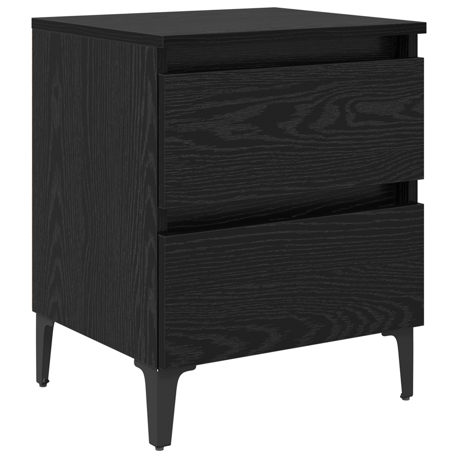 Bed Cabinet Black Oak 40x35x50 cm Engineered Wood - Image 2
