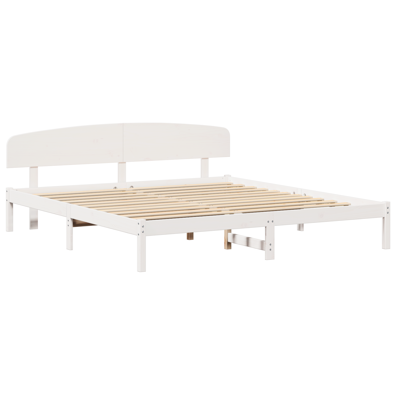 Bed Frame with Headboard White 200x200 cm Solid Wood Pine - Image 3