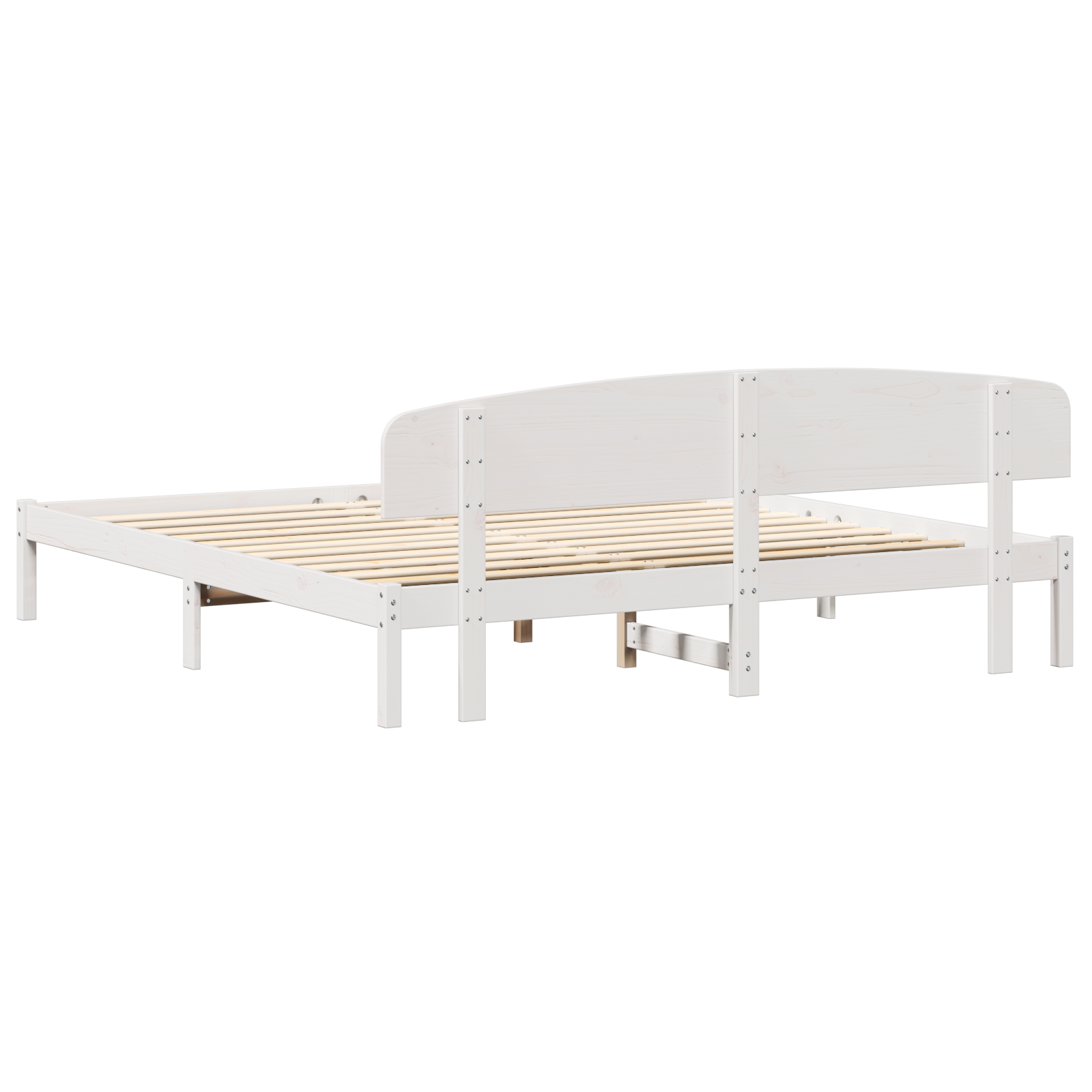 Bed Frame with Headboard White 200x200 cm Solid Wood Pine - Image 8