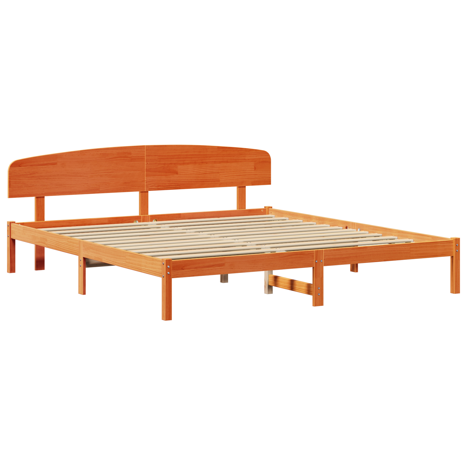 Bed Frame with Headboard Wax Brown 200x200 cm Solid Wood Pine - Image 3