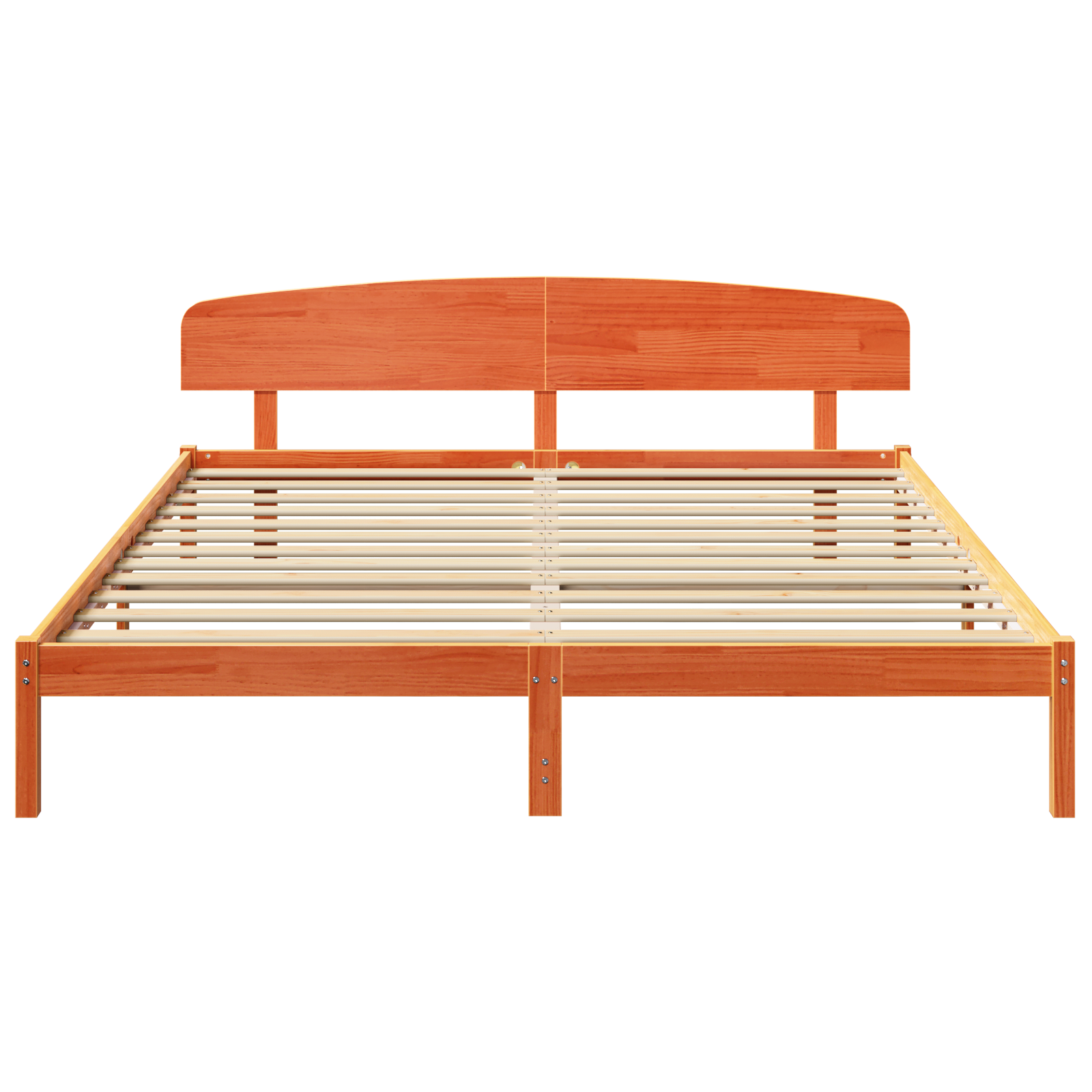 Bed Frame with Headboard Wax Brown 200x200 cm Solid Wood Pine - Image 6