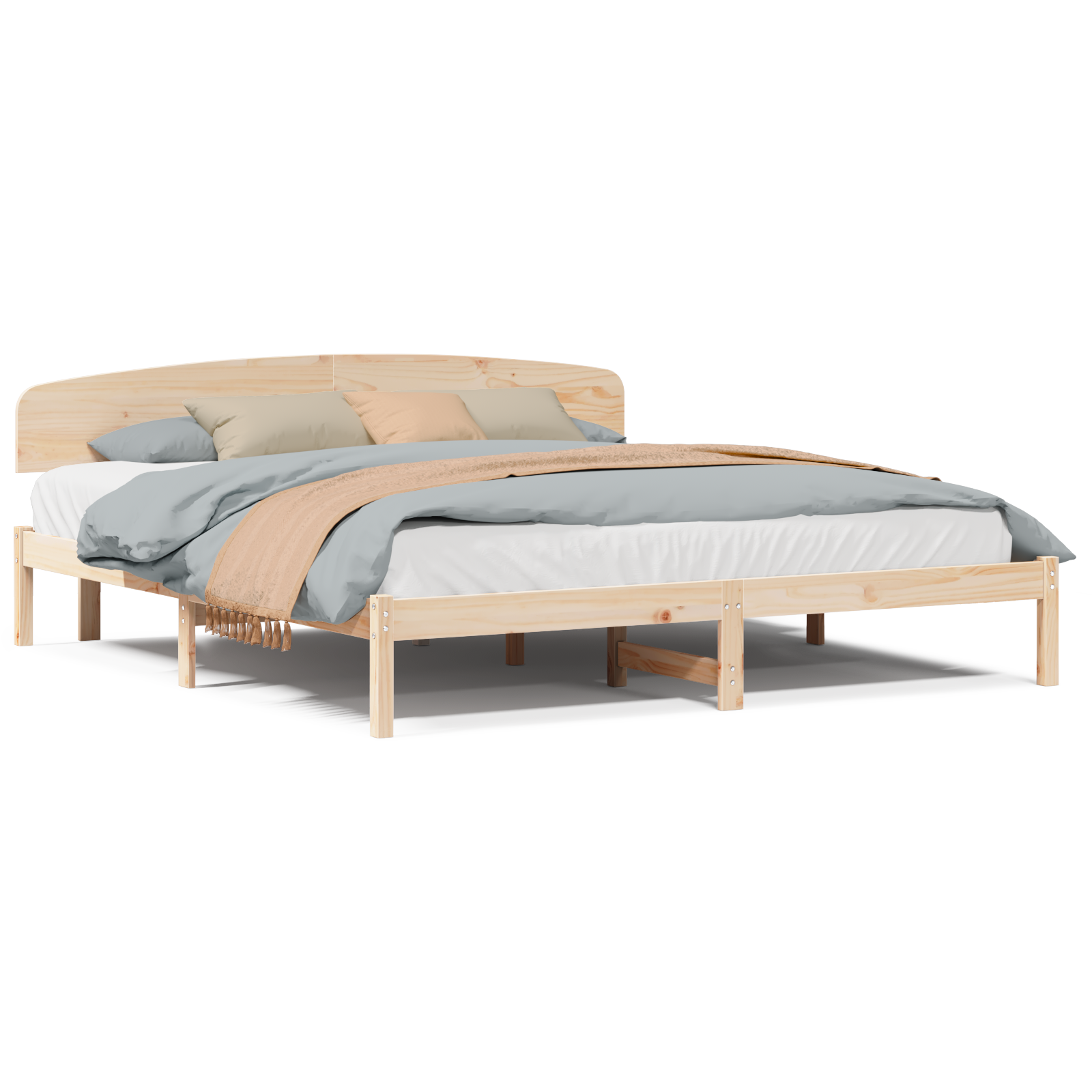 Bed Frame with Headboard 180x200 cm Solid Wood Pine - Image 4