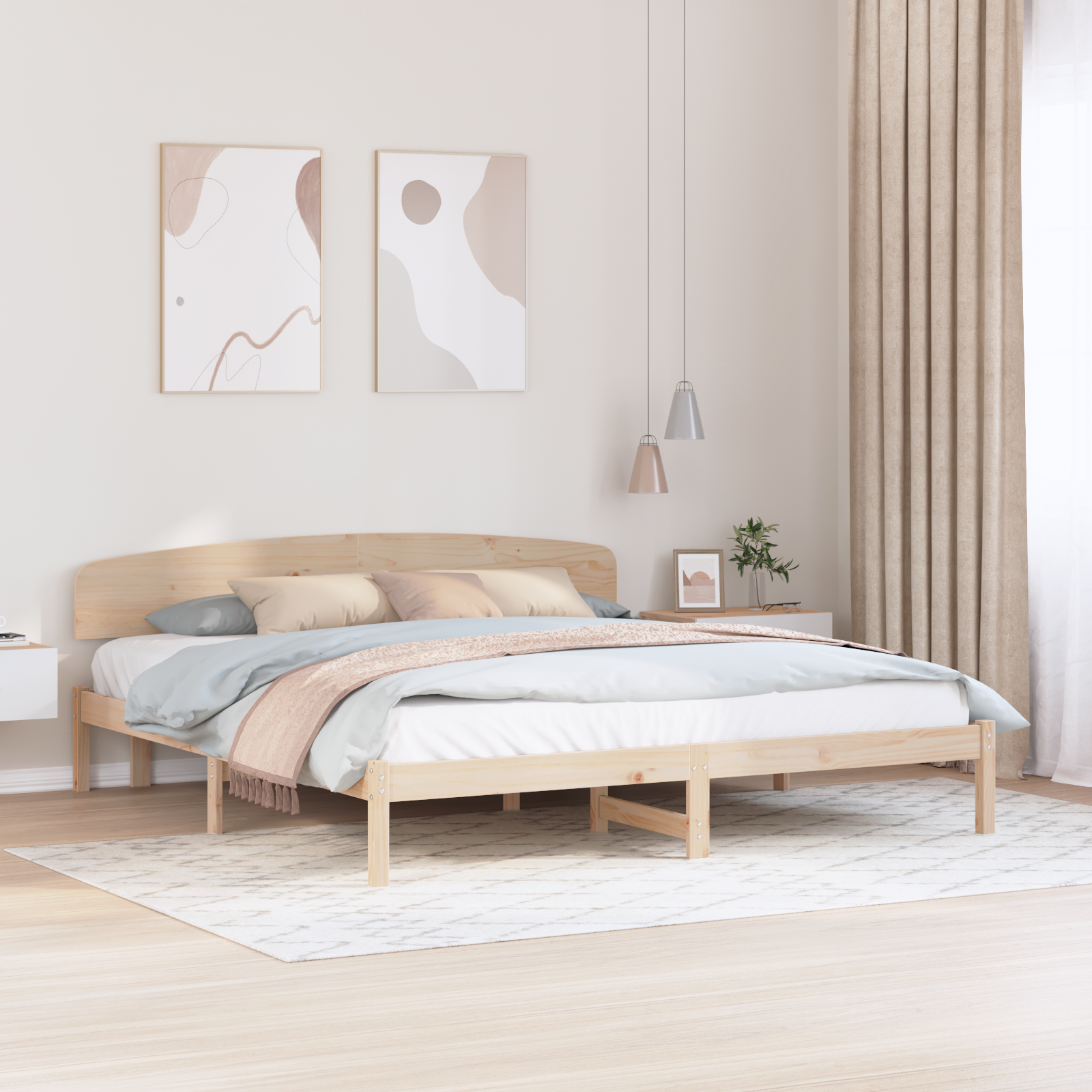 Bedframe met hoofdbord 180×200 cm van massief grenenhout