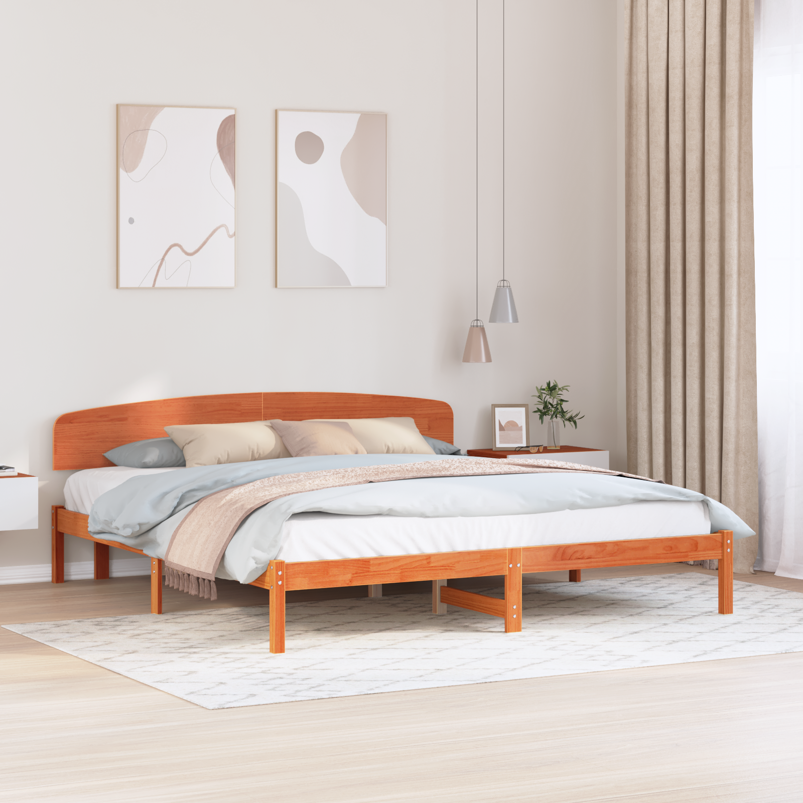 Bedbodem met hoofdbord Bruin 180×200 cm Geschilderd Massief Grenenhout