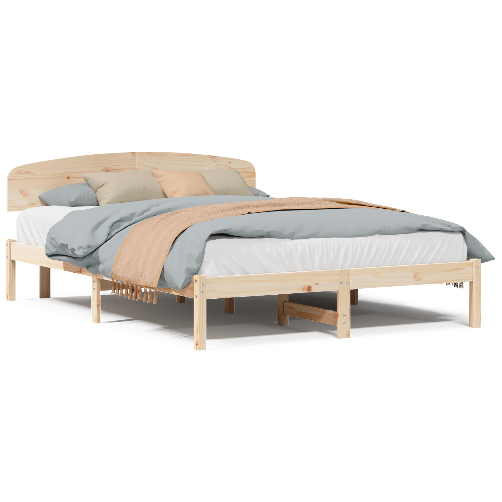 Bed Frame with Headboard 160x200 cm Solid Wood Pine - Image 4