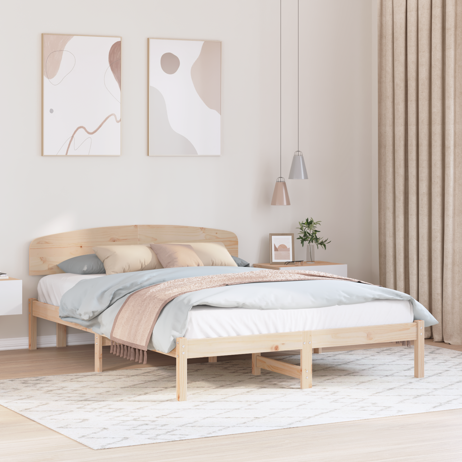 Bedframe met Hoofdbord 160×200 cm Massief Grenenhout