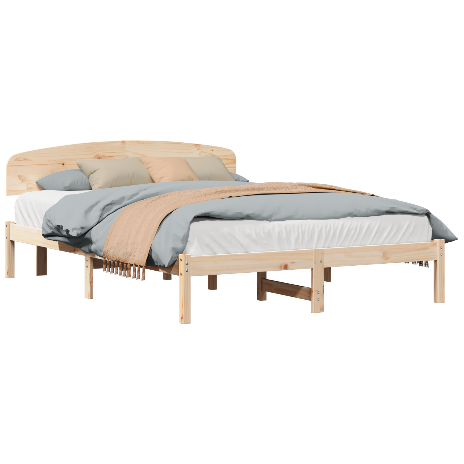 Bed Frame with Headboard 160x200 cm Solid Wood Pine - Image 2