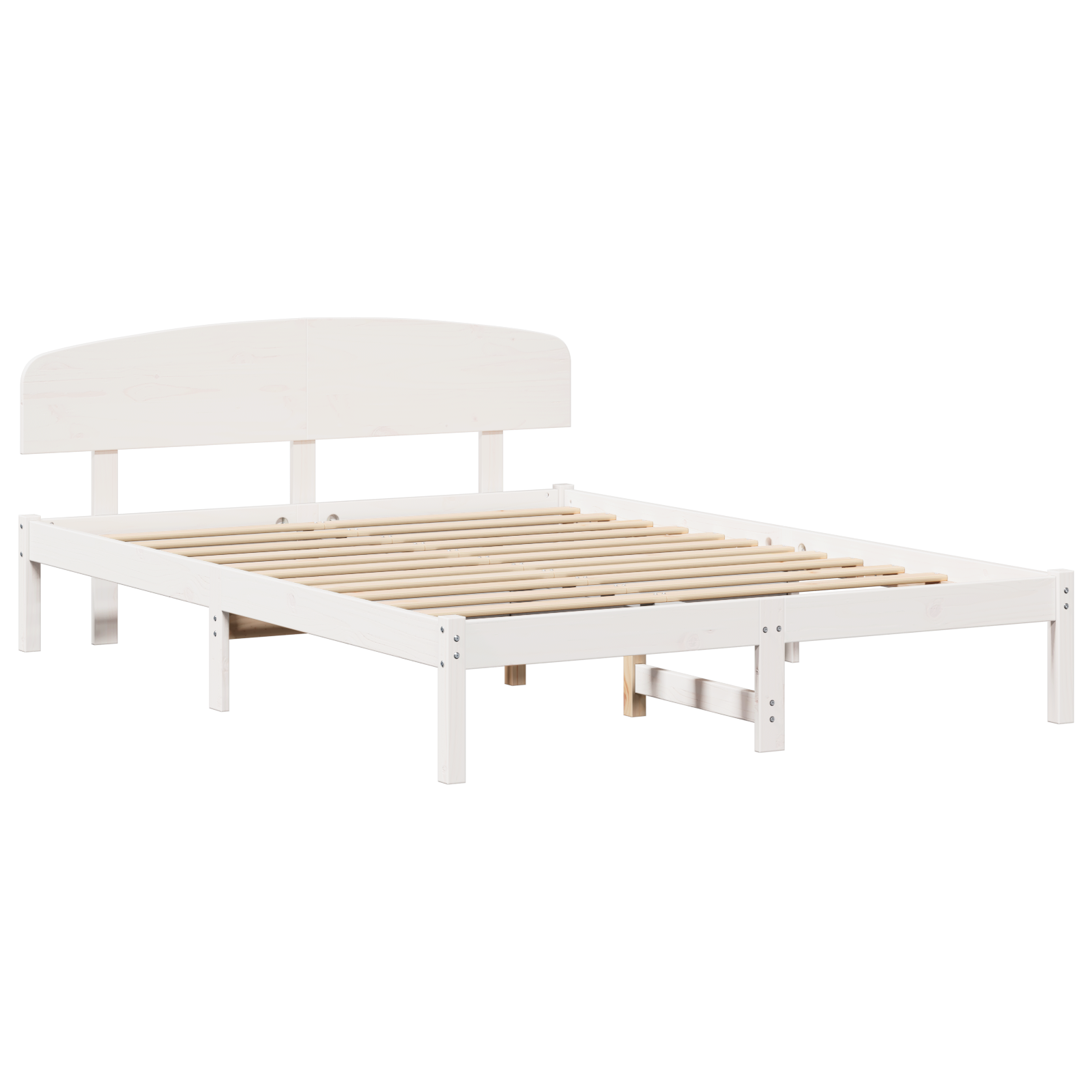 Bed Frame with Headboard White 160x200 cm Solid Wood Pine - Image 3