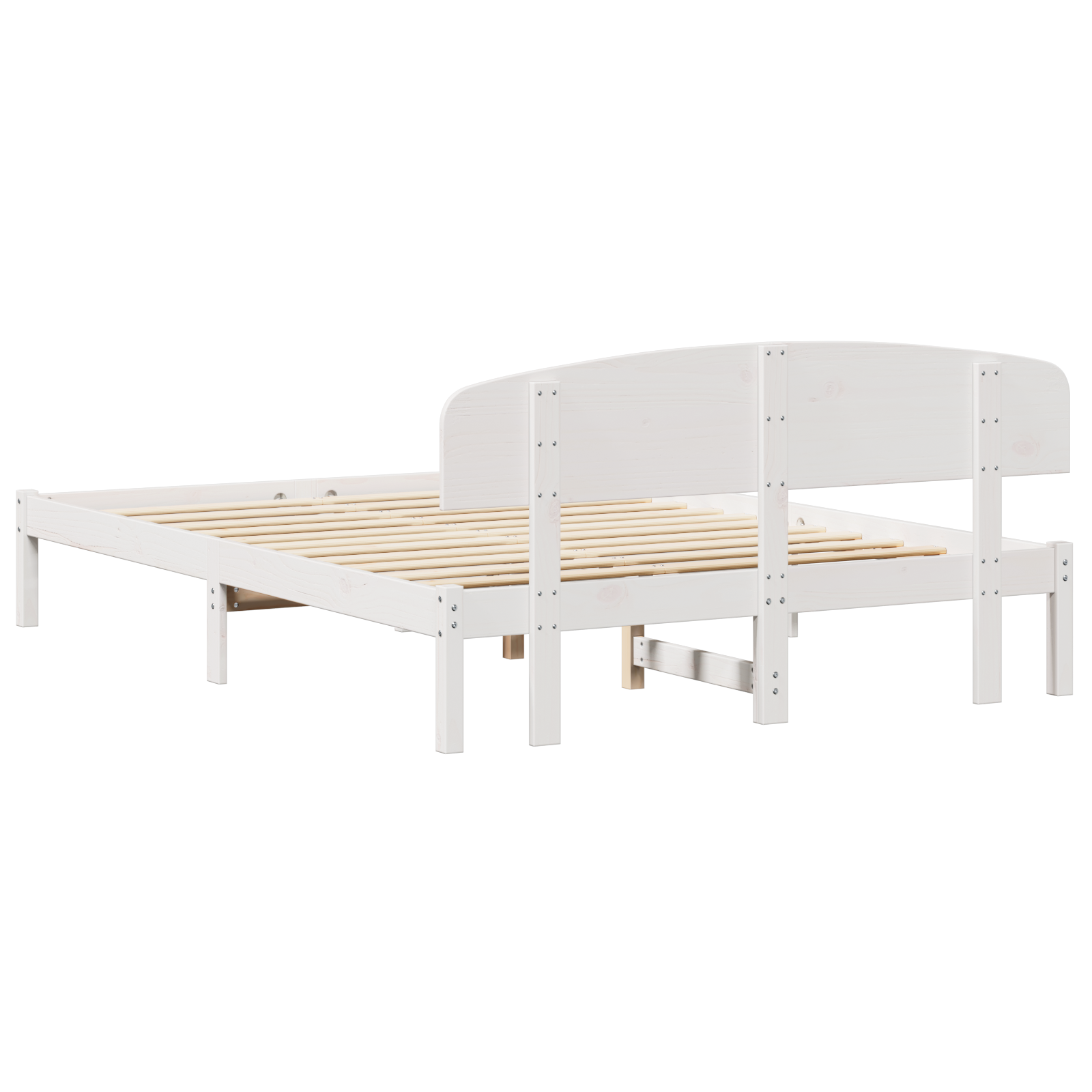Bed Frame with Headboard White 160x200 cm Solid Wood Pine - Image 8