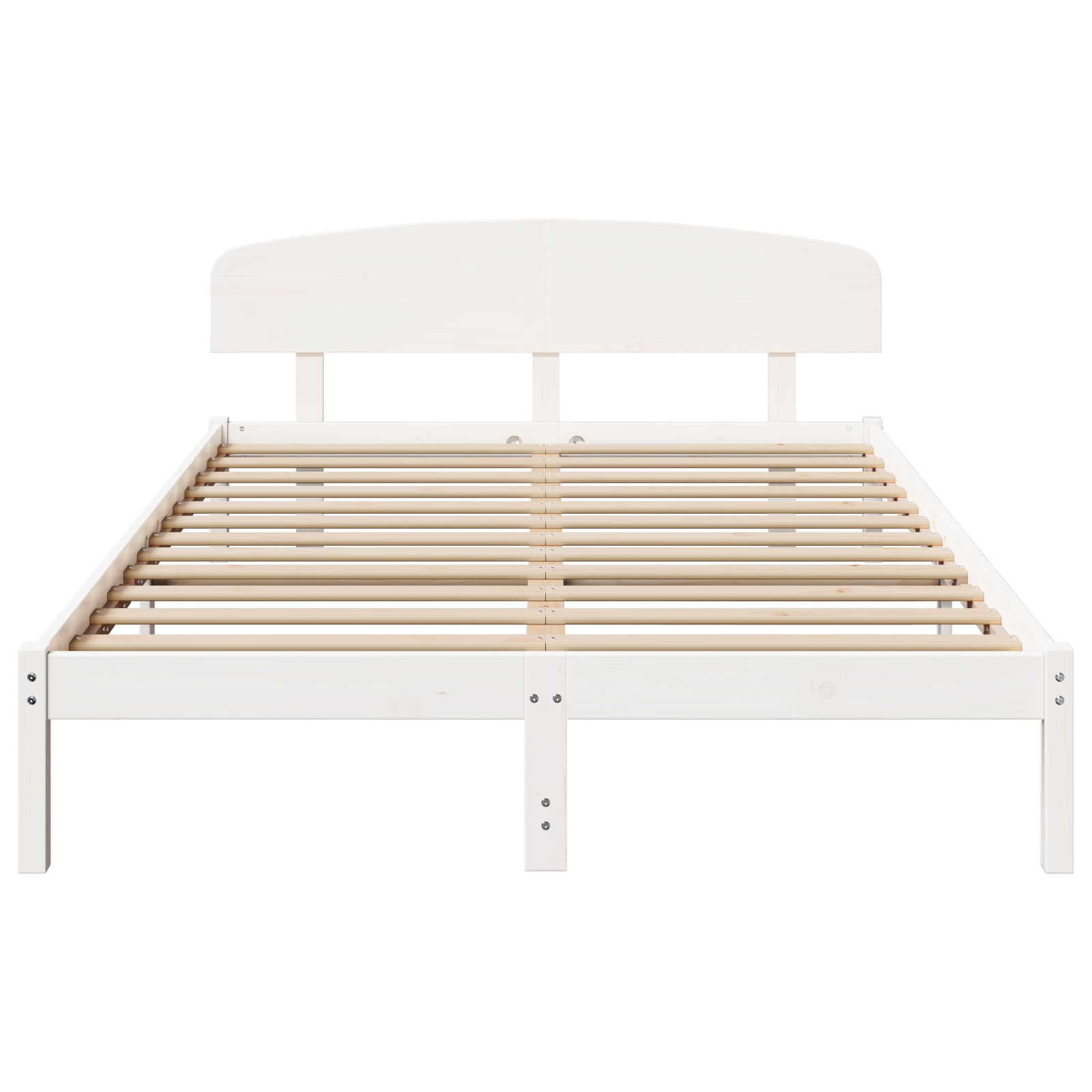 Bed Frame with Headboard White 160x200 cm Solid Wood Pine - Image 6