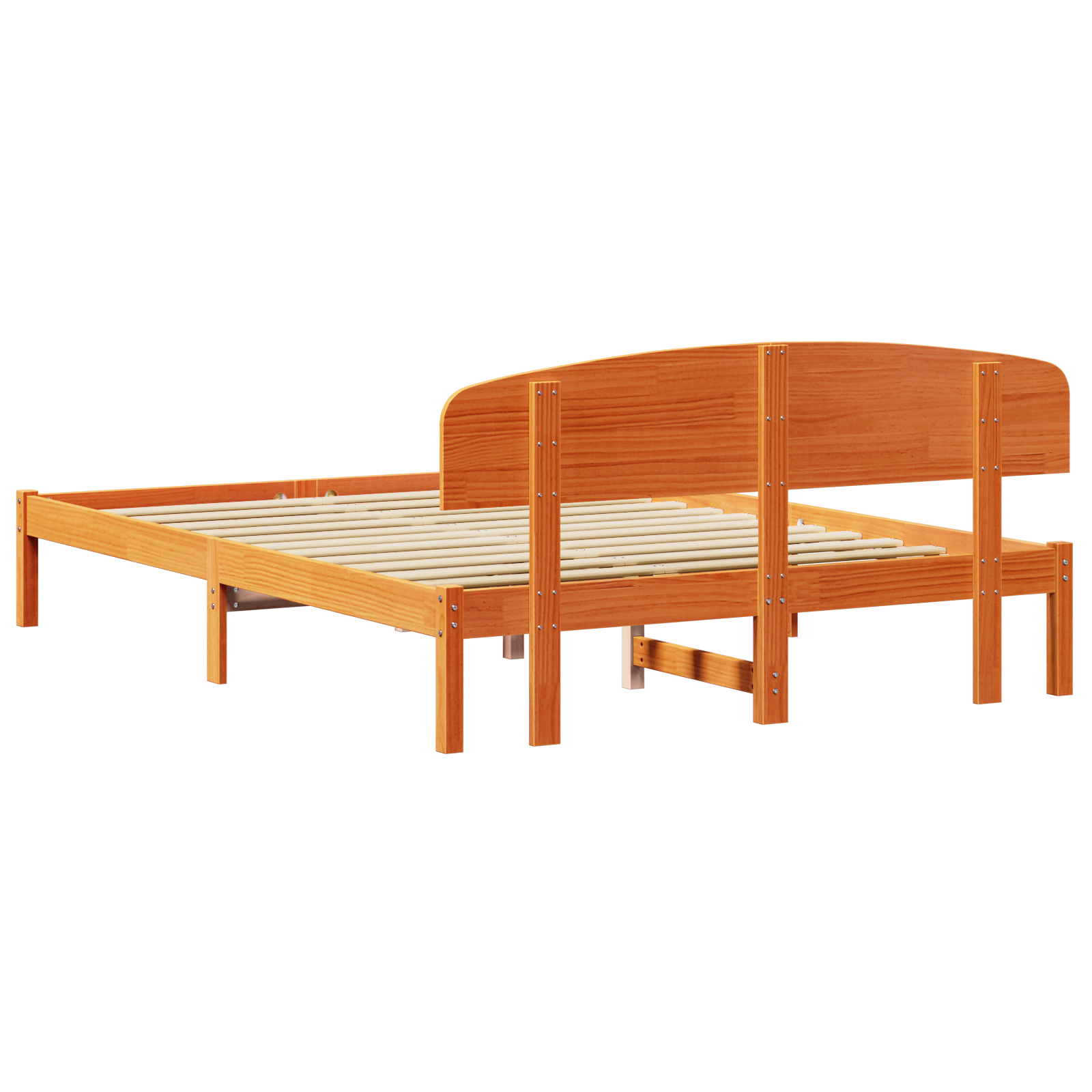 Bed Frame with Headboard Wax Brown 160x200 cm Solid Wood Pine - Image 8