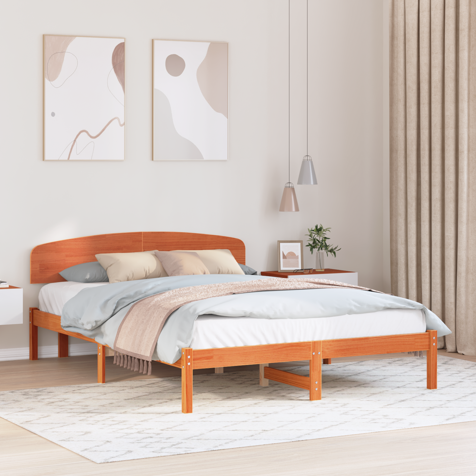 Bedframe met Hoofdbord Gewaxed Bruin 160×200 cm Massief Grenenhout