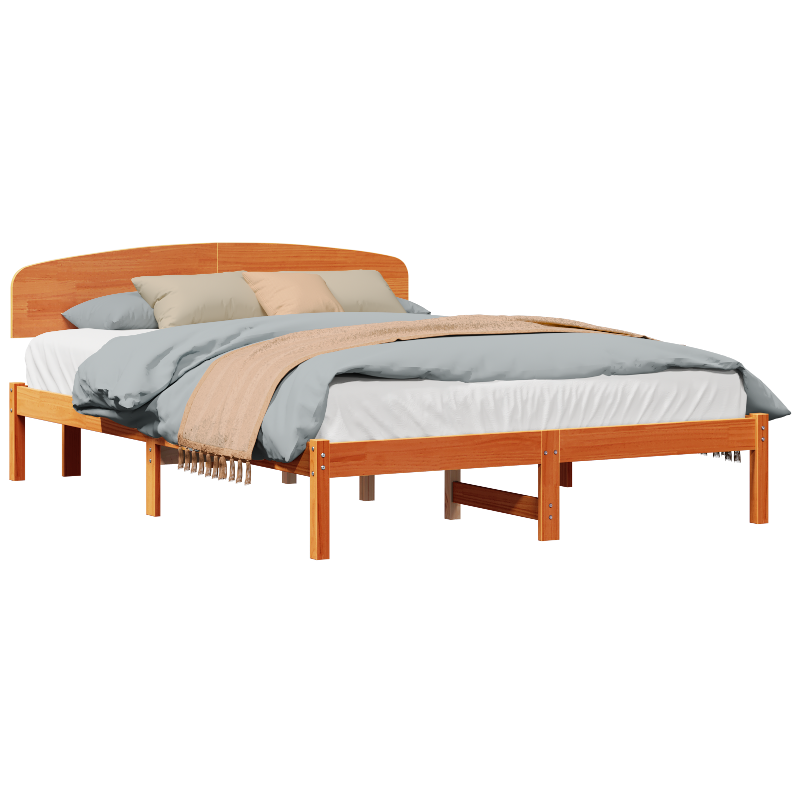 Bed Frame with Headboard Wax Brown 160x200 cm Solid Wood Pine - Image 2