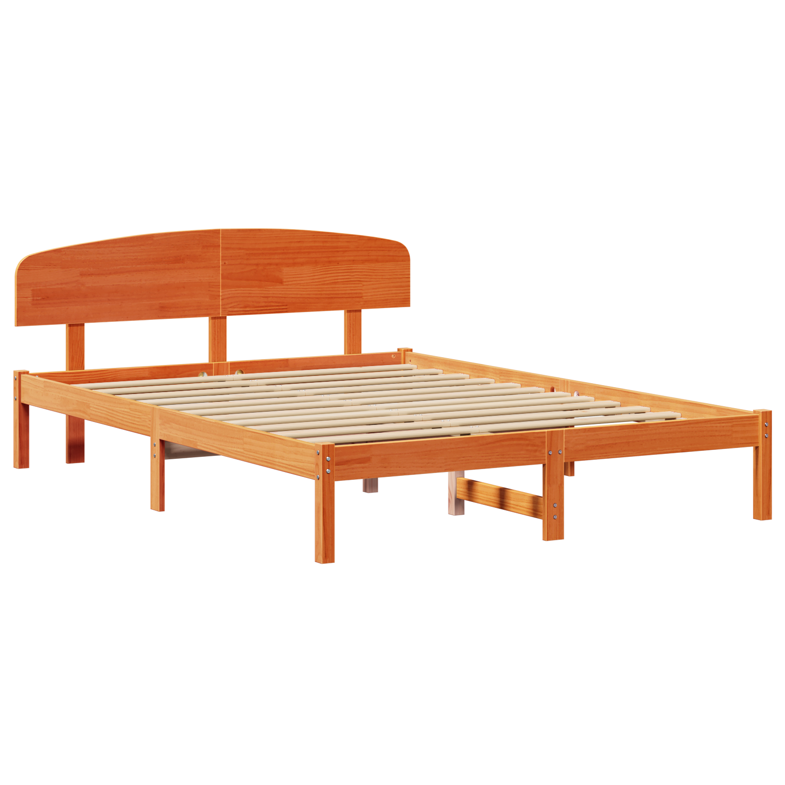 Bed Frame with Headboard Wax Brown 150x200 cm Solid Wood Pine - Image 3