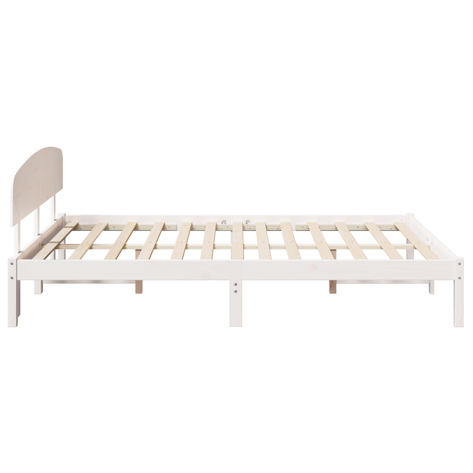 Bed Frame with Headboard White 140x200 cm Solid Wood Pine - Image 7