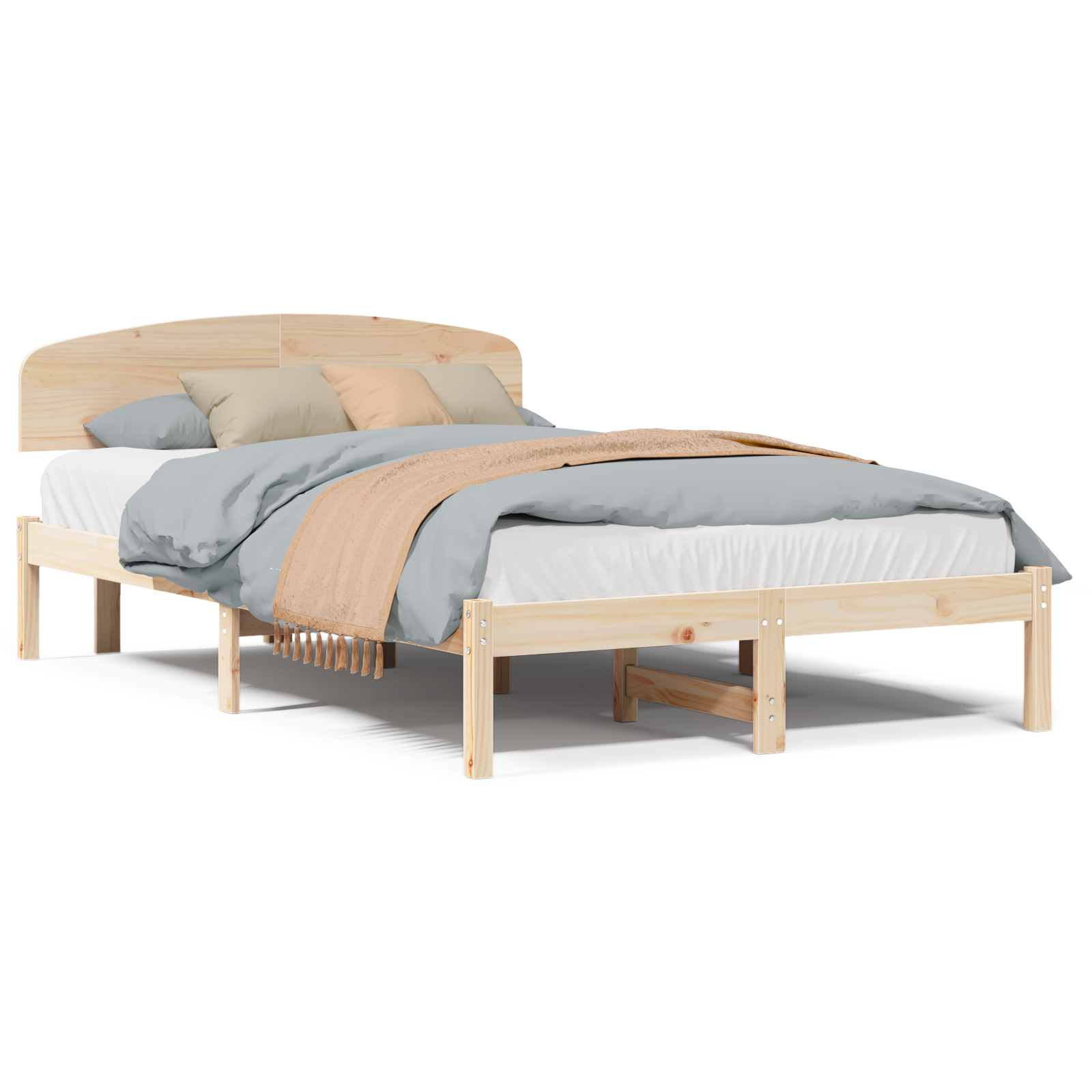 Bed Frame with Headboard 120x200 cm Solid Wood Pine - Image 4
