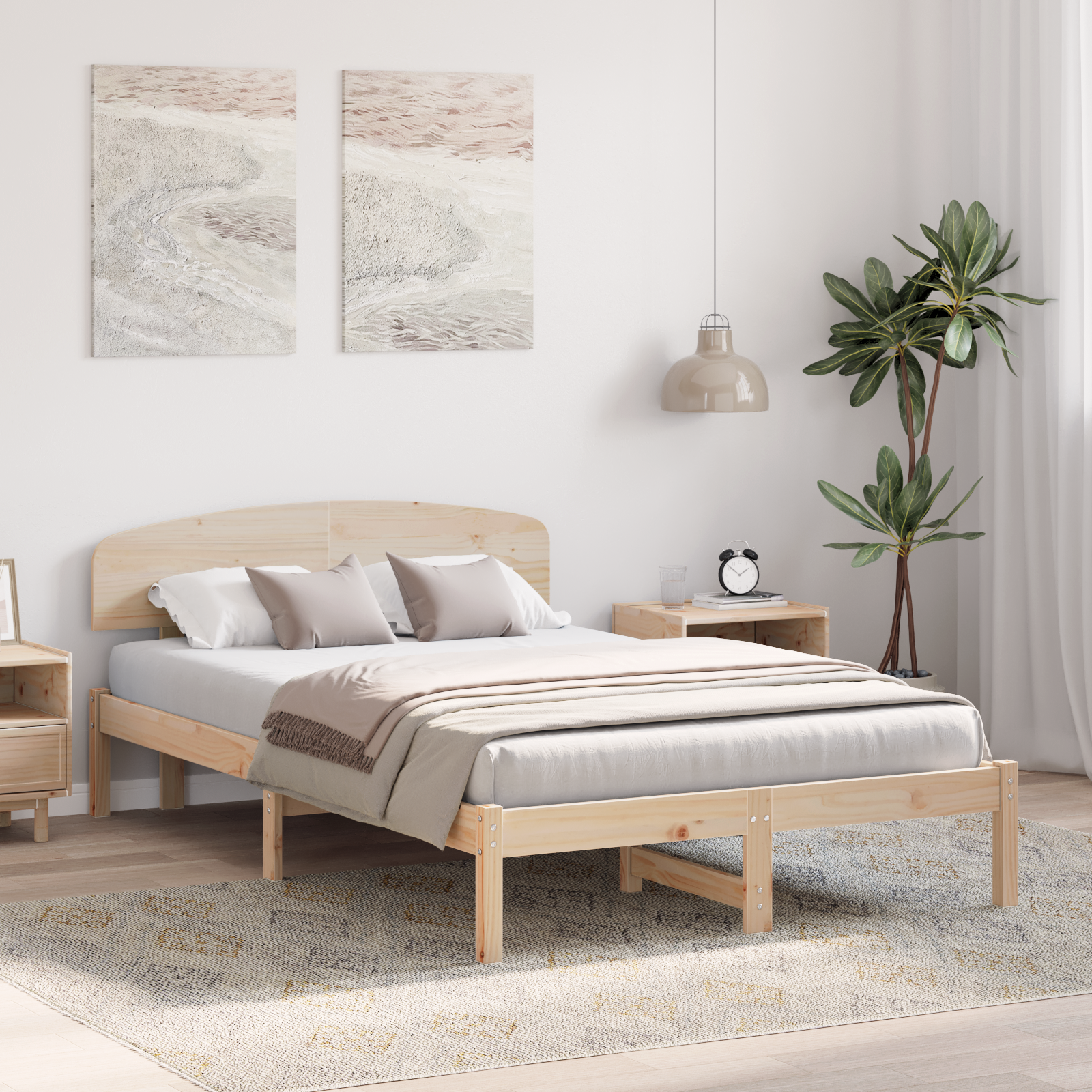 Bed Frame with Headboard 120x200 cm Solid Wood Pine - Image 5