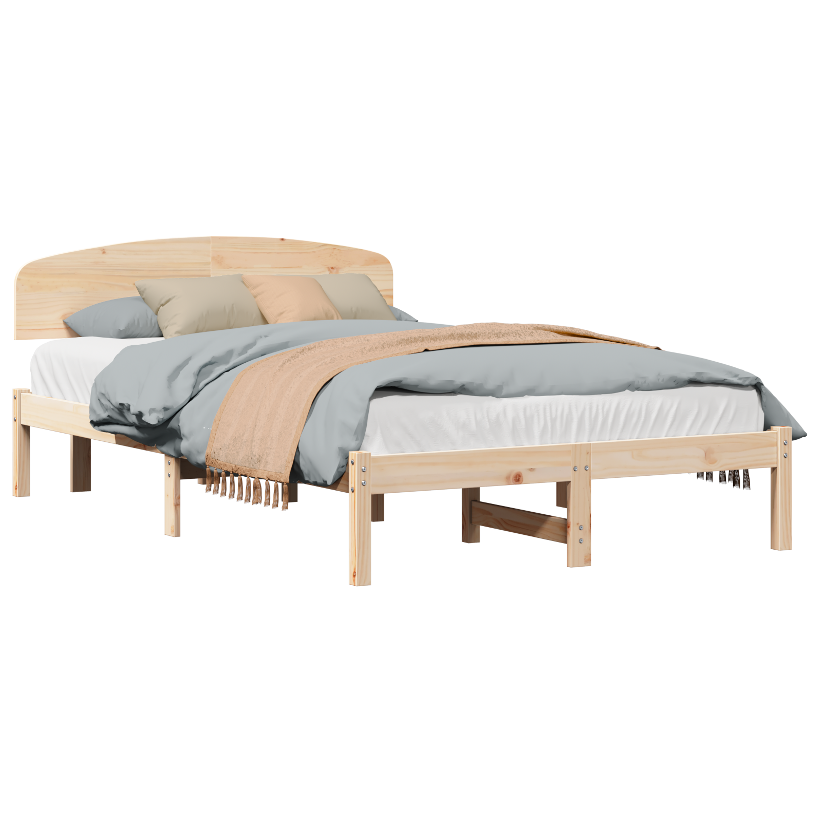 Bed Frame with Headboard 120x200 cm Solid Wood Pine - Image 2