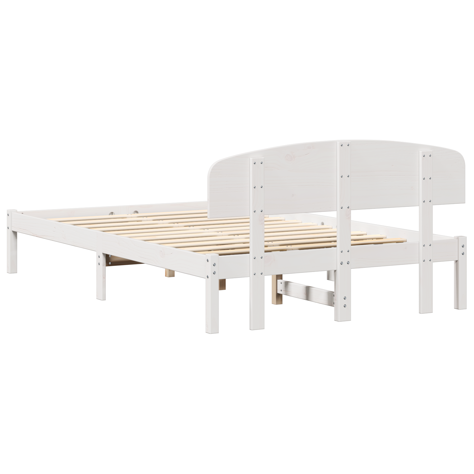 Bed Frame with Headboard White 120x200 cm Solid Wood Pine - Image 8
