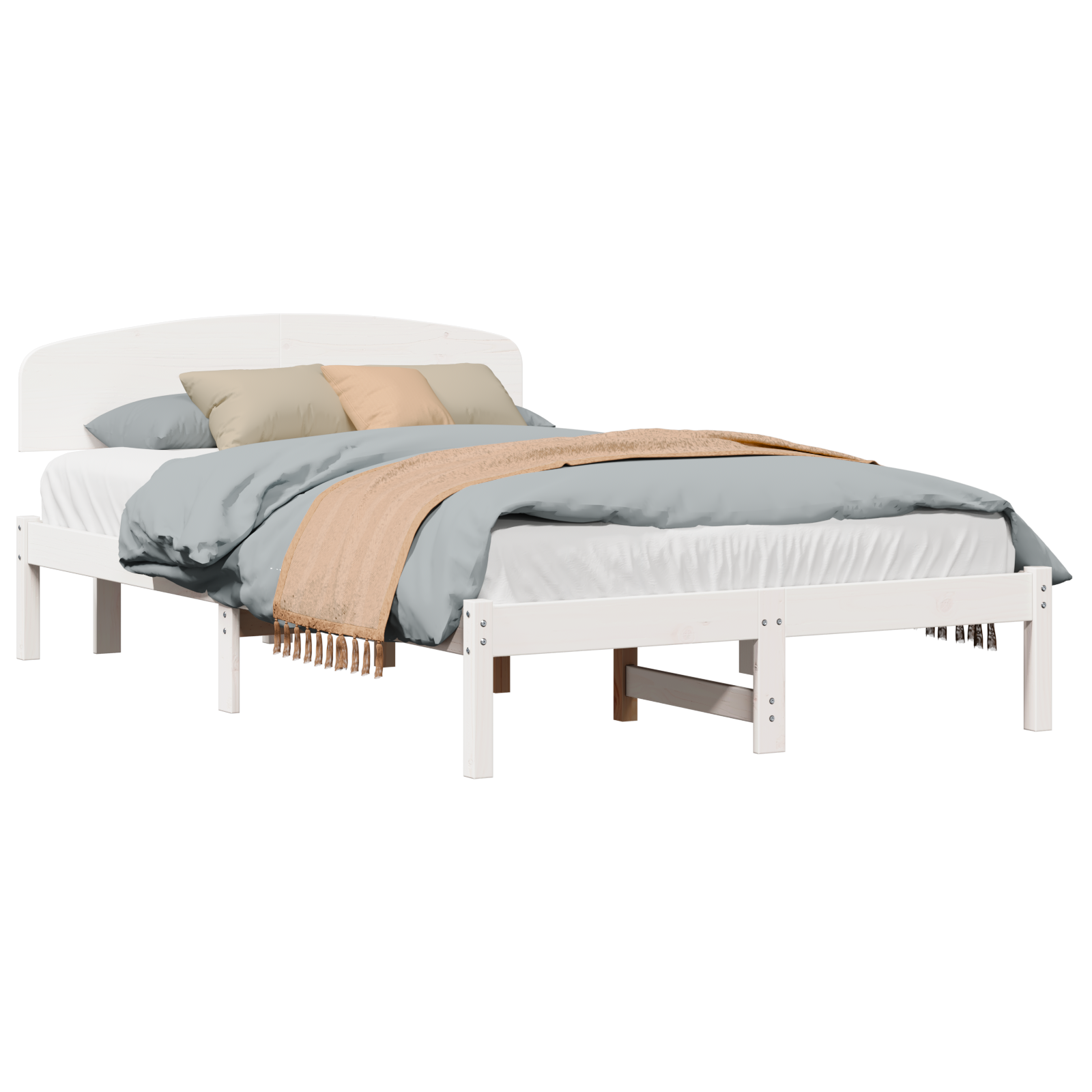 Bed Frame with Headboard White 120x200 cm Solid Wood Pine - Image 2