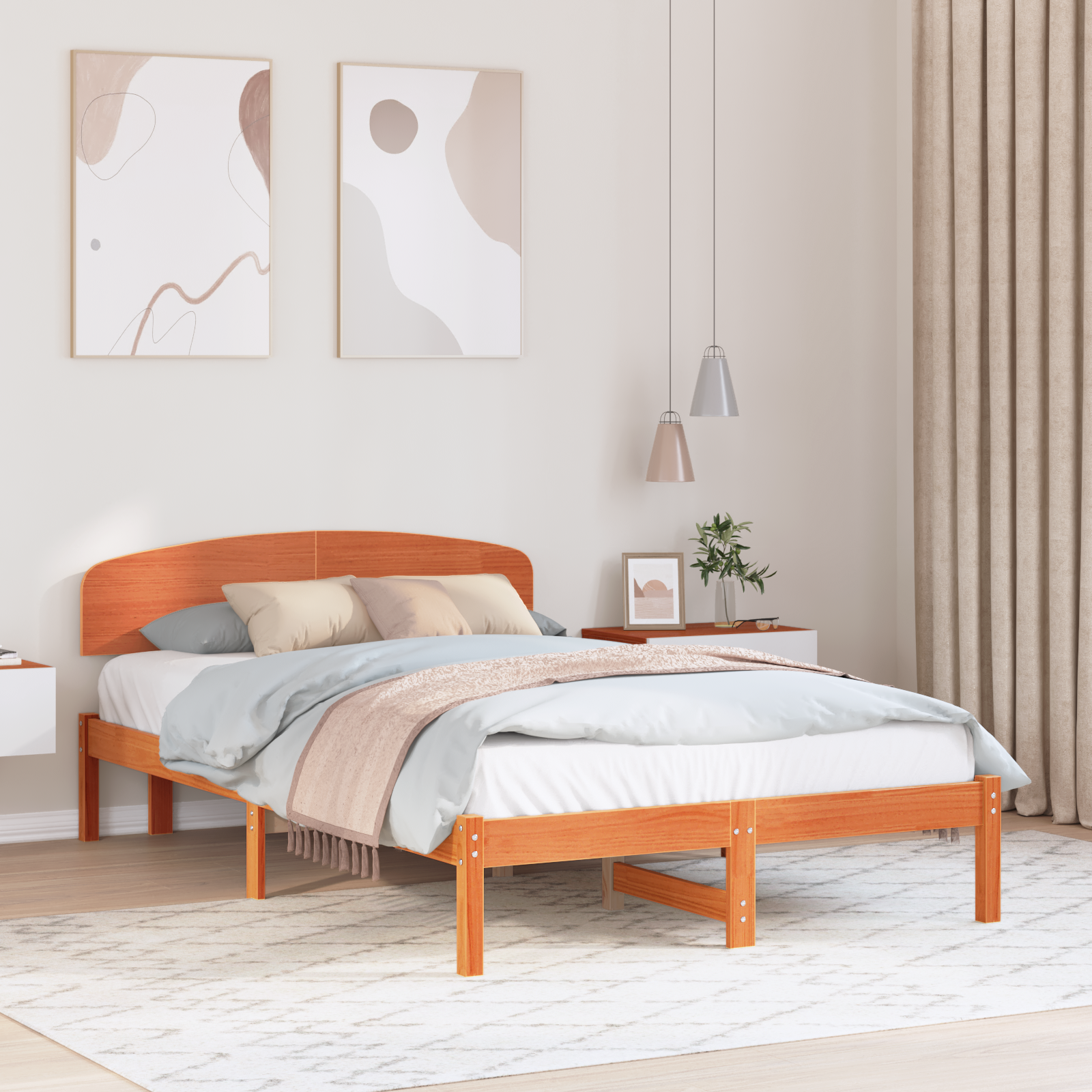 Bedframe met Hoofdbord Gewaxte Bruin 140×190 cm Massief Hout