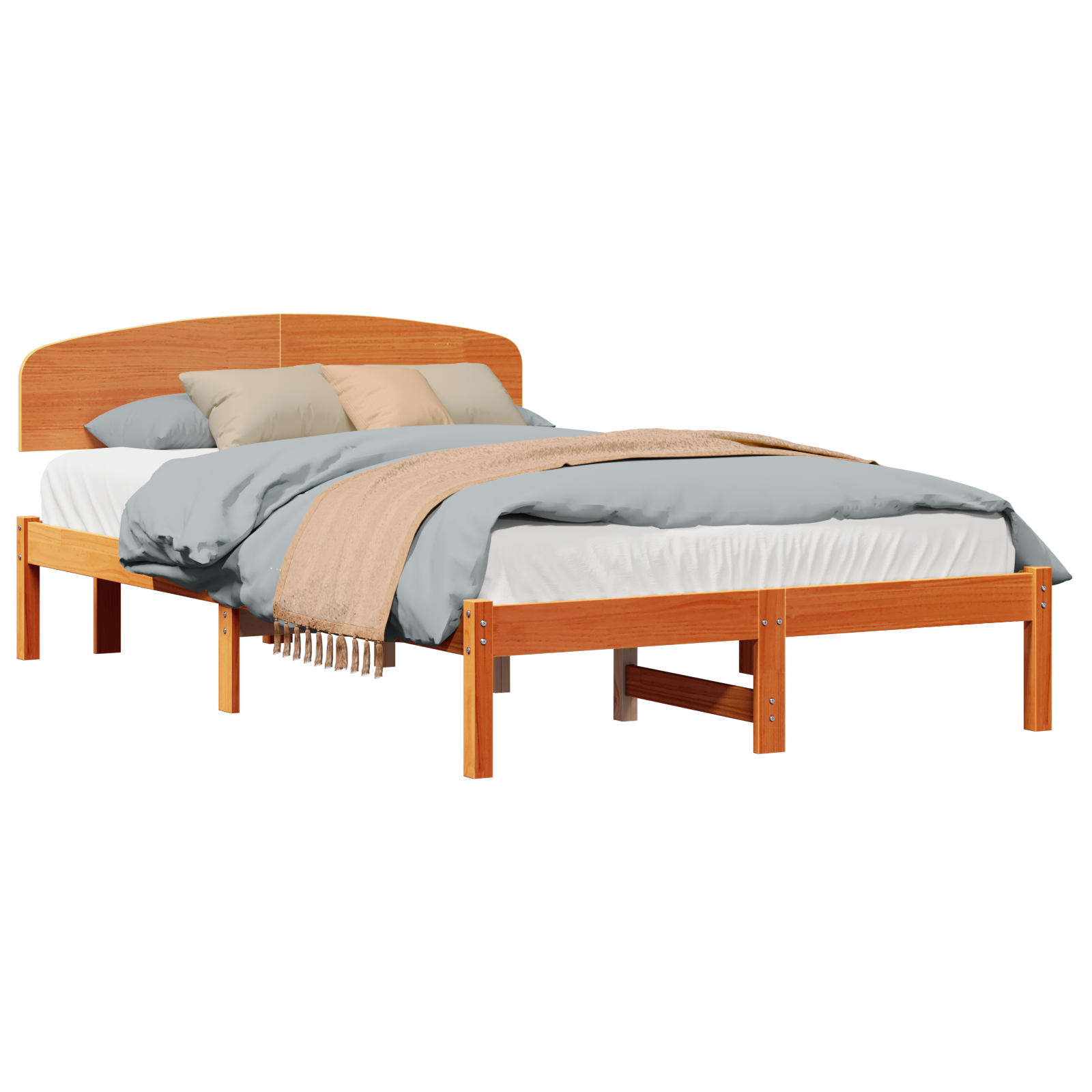 Bed Frame with Headboard Wax Brown 140x190 cm Solid Wood Pine - Image 2