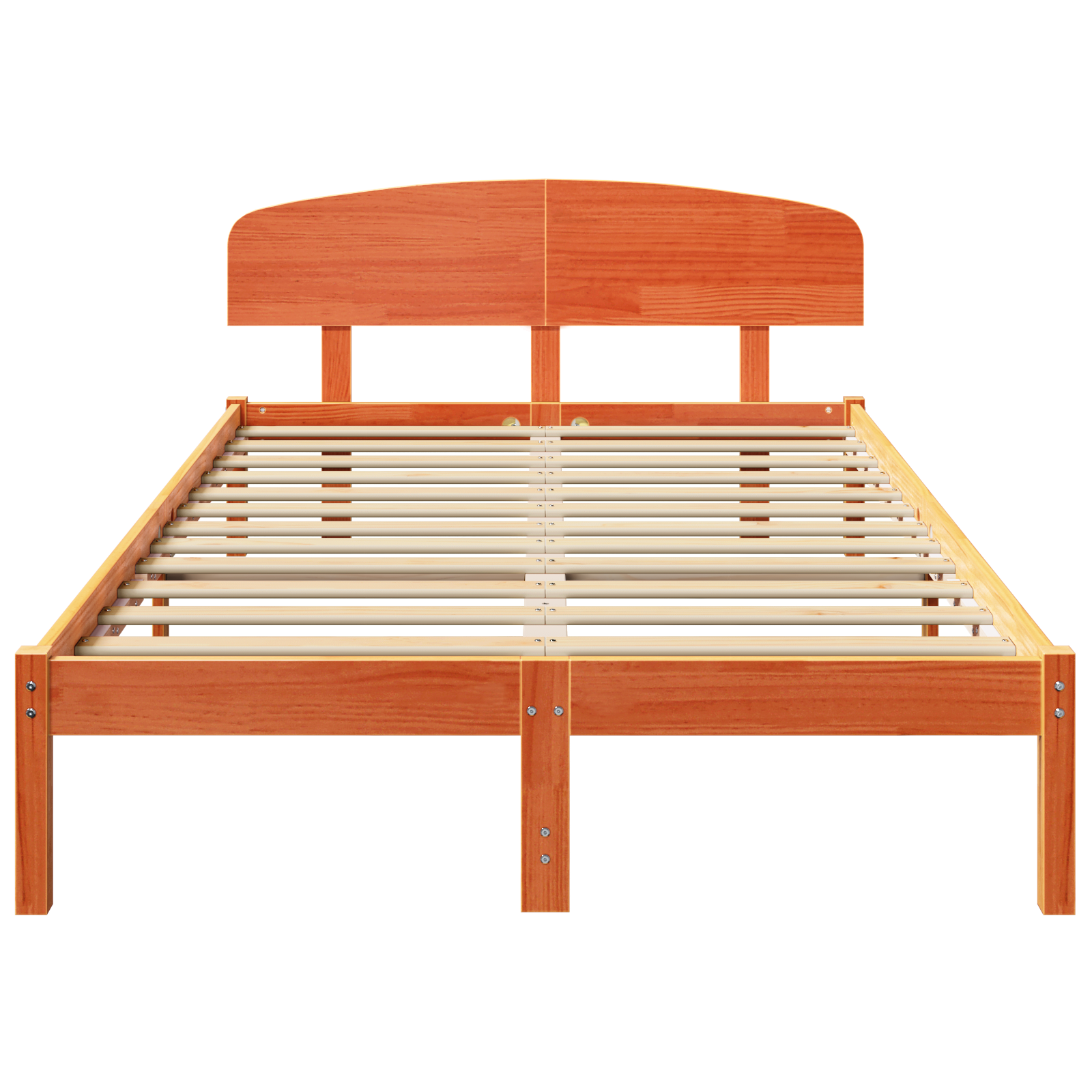Bed Frame with Headboard Wax Brown 135x190 cm Solid Wood Pine - Image 6