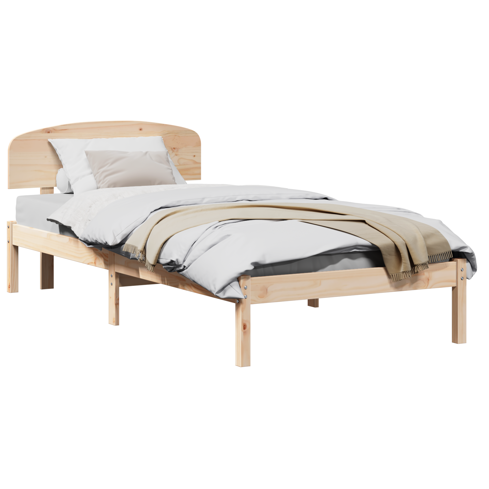 Bed Frame with Headboard 100x200 cm Solid Wood Pine - Image 2