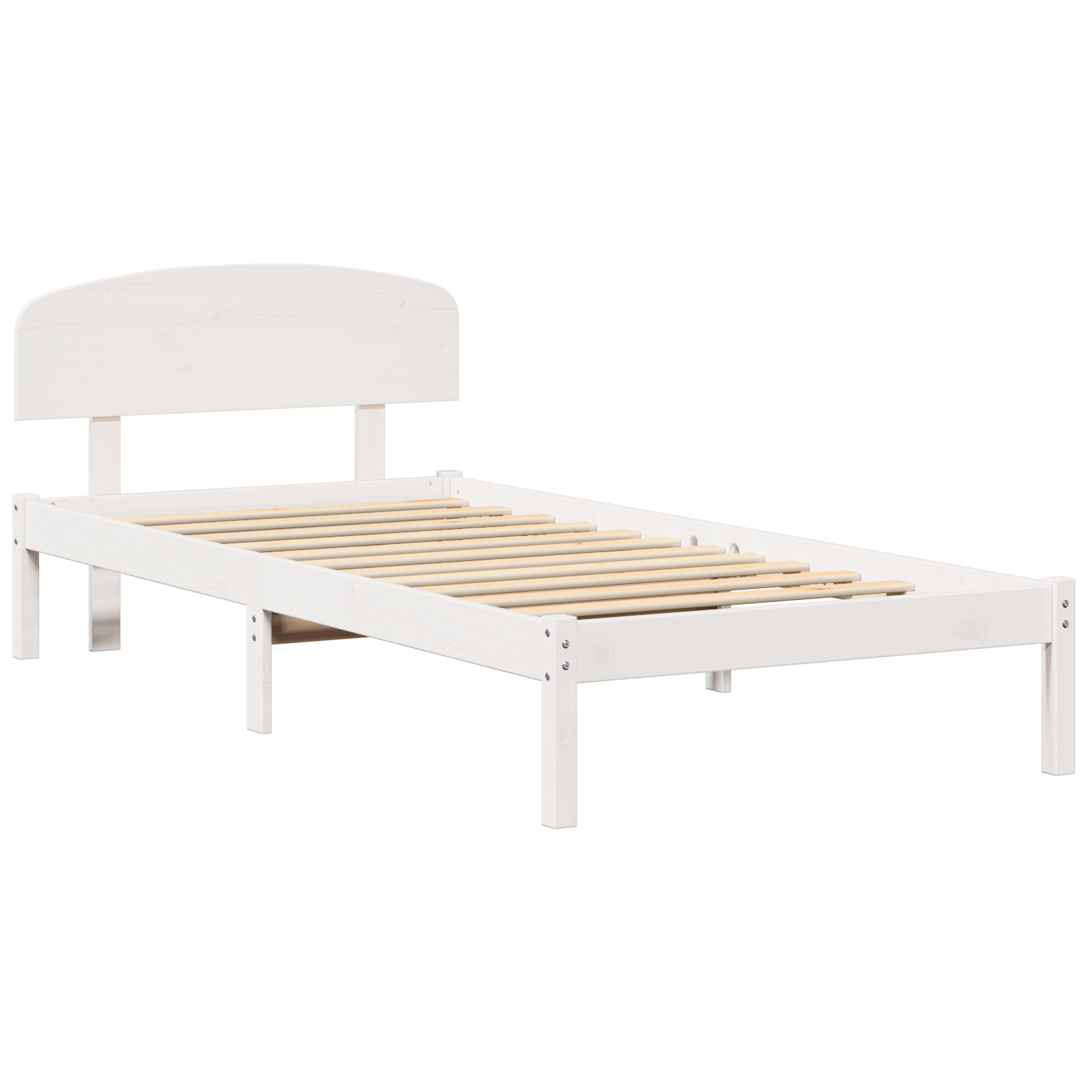Bed Frame with Headboard White 100x200 cm Solid Wood Pine - Image 3
