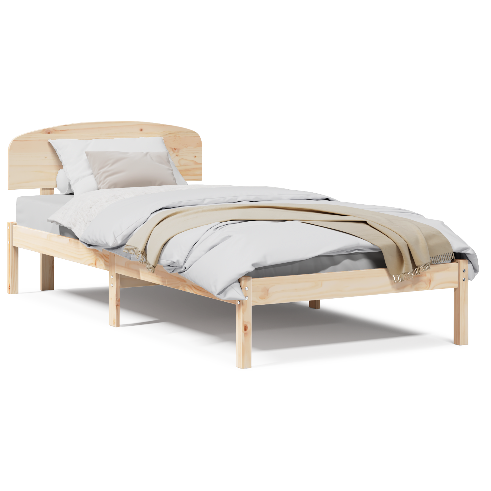 Bed Frame with Headboard 90x200 cm Solid Wood Pine - Image 4
