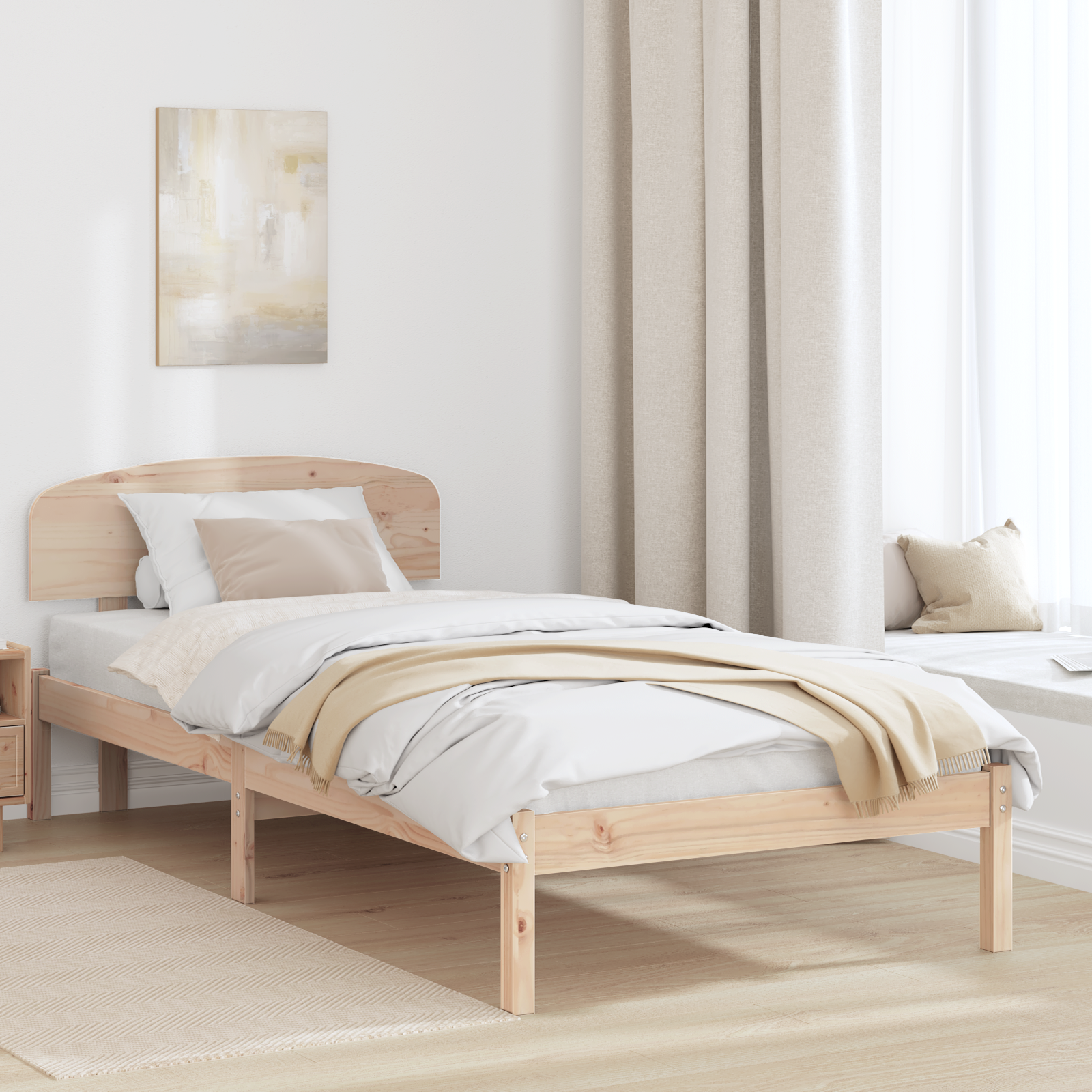 Bedframe met Hoofdbord 90×200 cm Massief Grenenhout