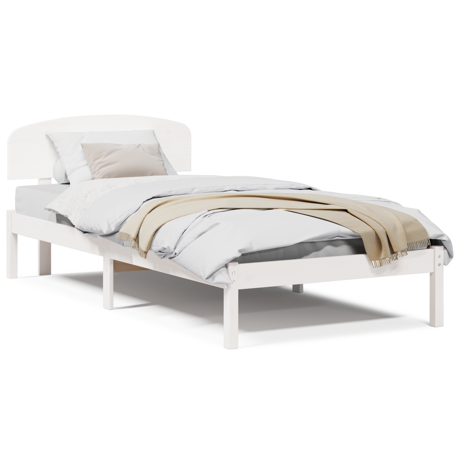 Bed Frame with Headboard White 80x200 cm Solid Wood Pine - Image 4