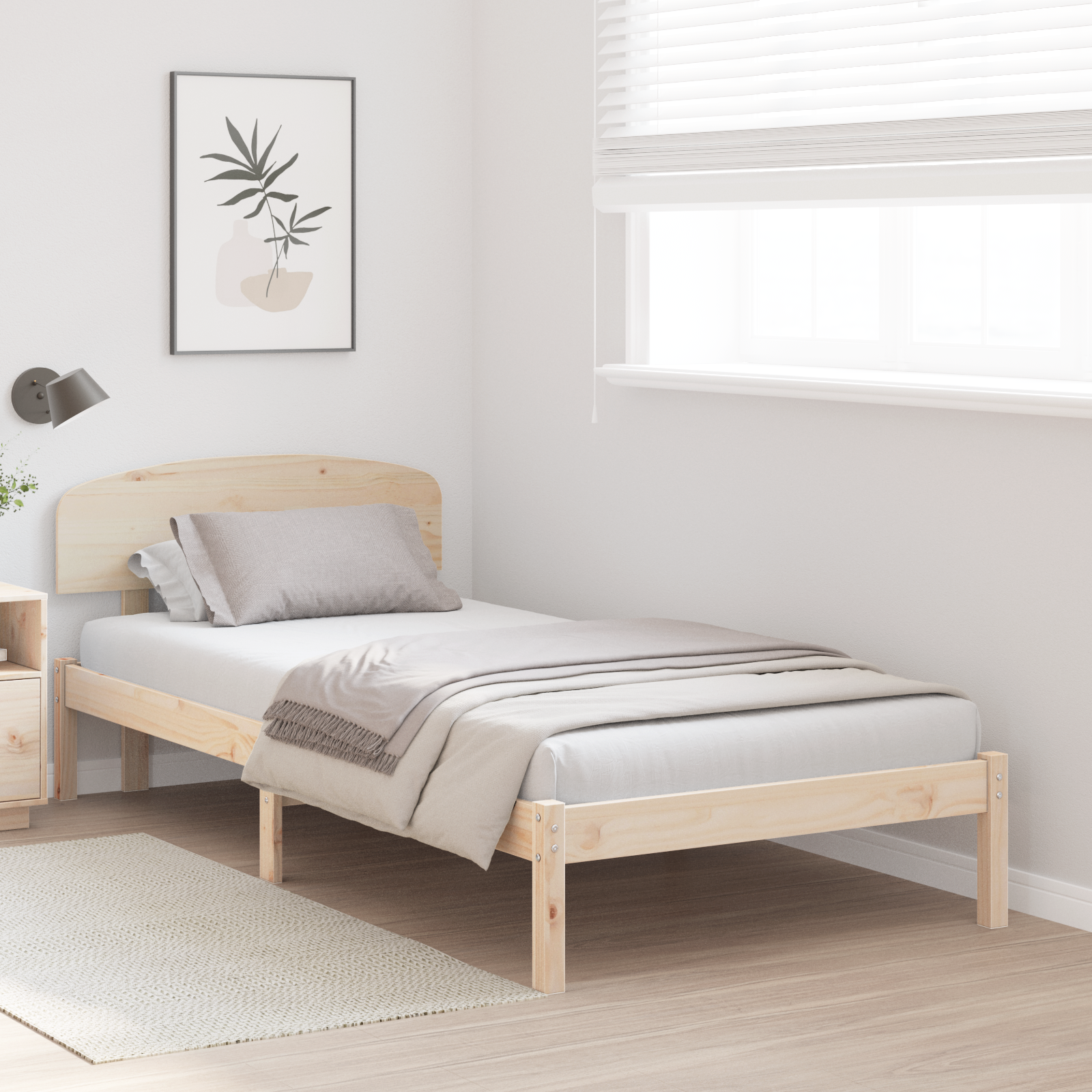 Bed Frame with Headboard 75x190 cm Solid Wood Pine - Image 5