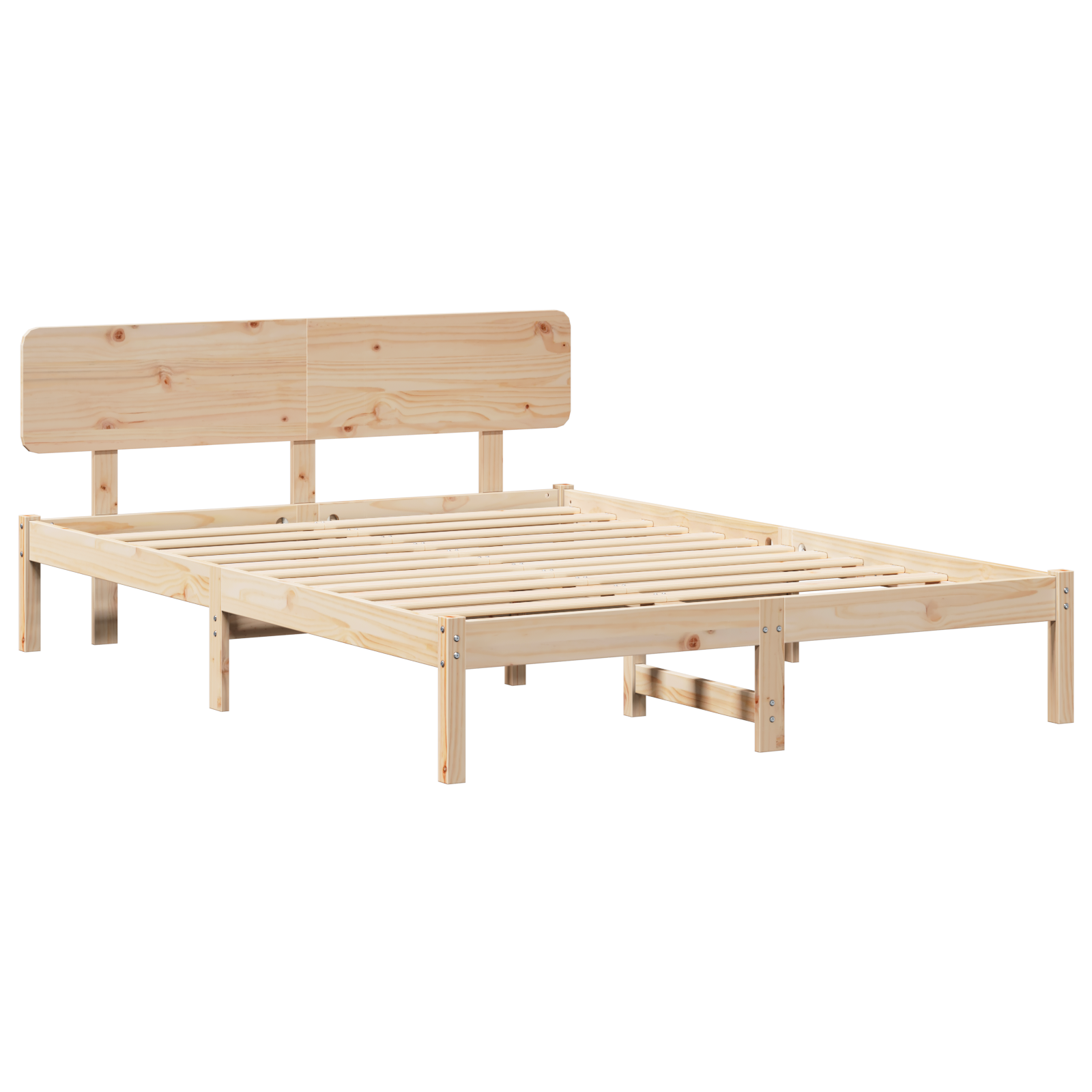 Bed Frame with Headboard 200x200 cm Solid Pine Wood - Image 3