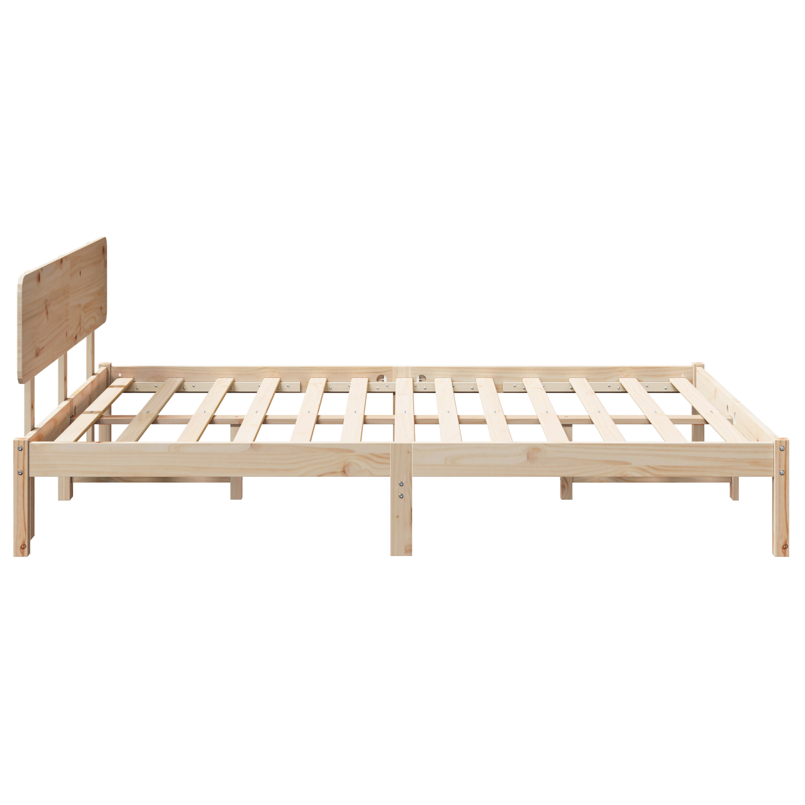 Bed Frame with Headboard 200x200 cm Solid Pine Wood - Image 7