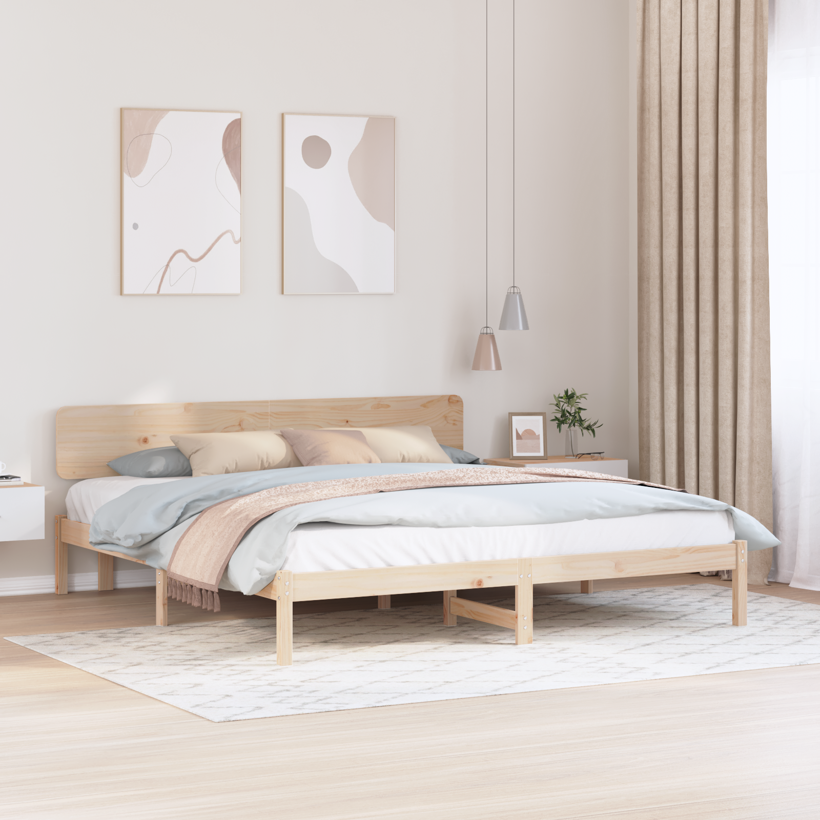 Bed Frame with Headboard 180x200 cm Solid Pine Wood