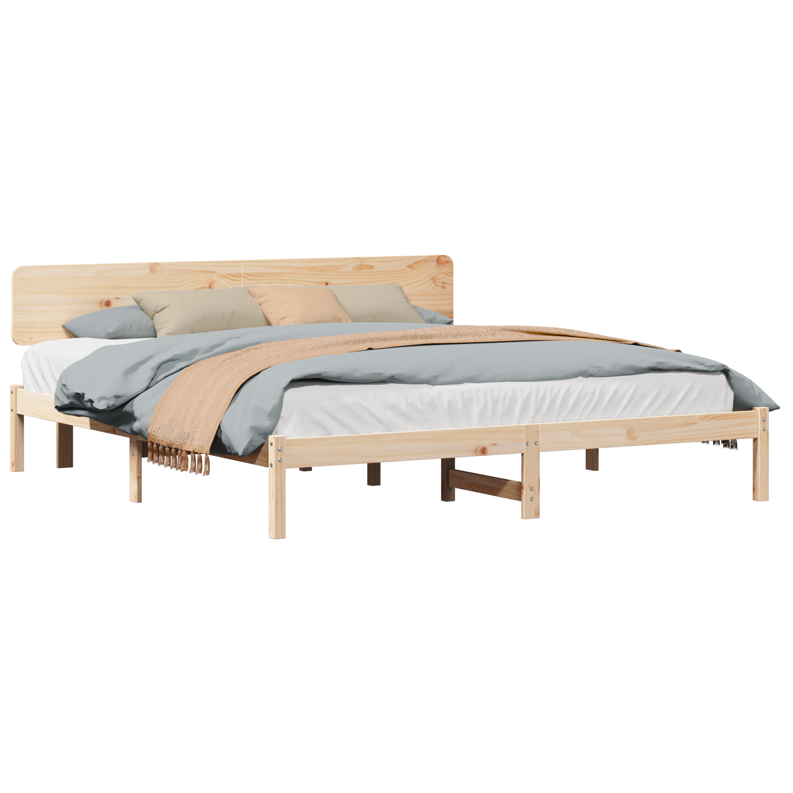 Bed Frame with Headboard 180x200 cm Solid Pine Wood - Image 2