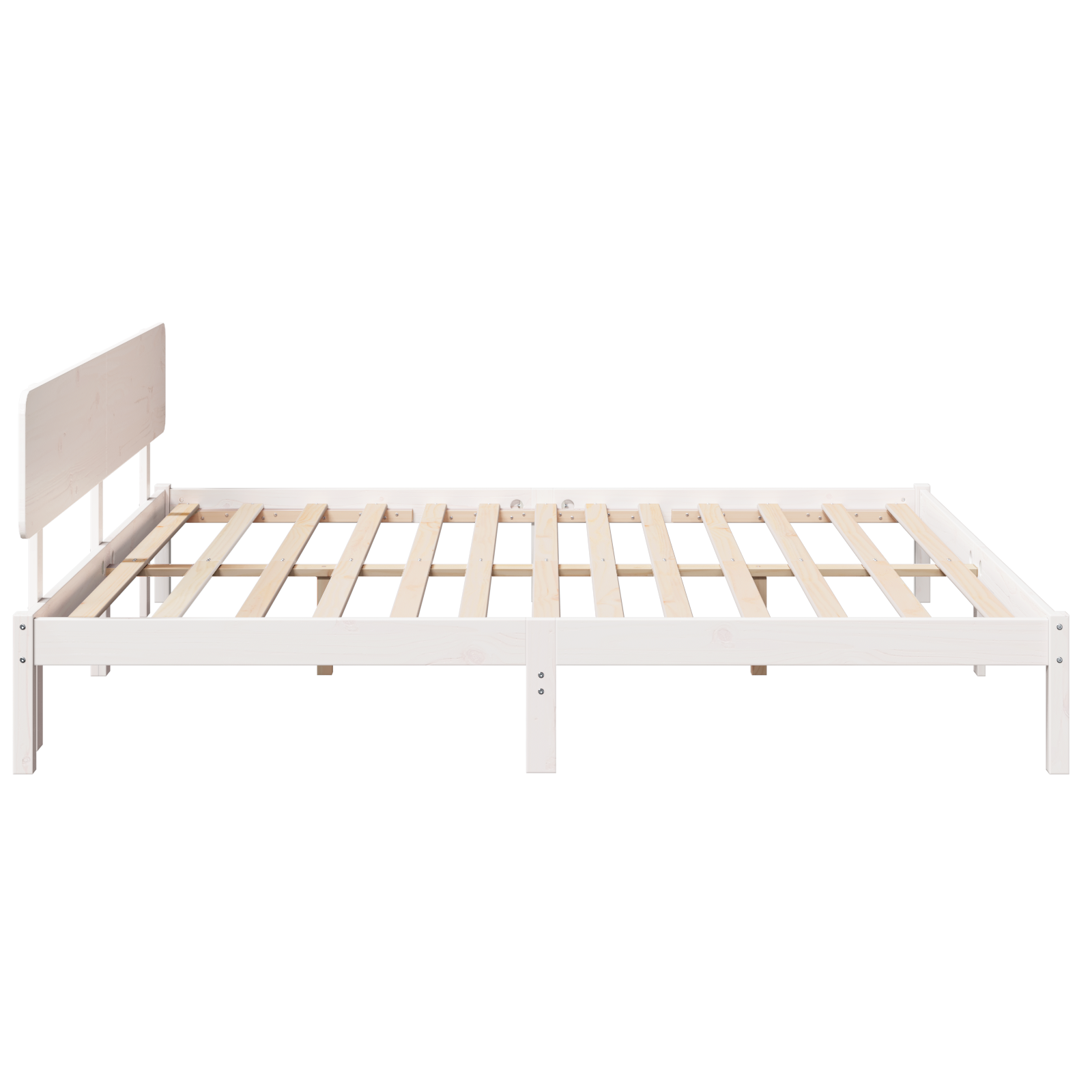 Bed Frame with Headboard White 180x200 cm Solid Pine Wood - Image 7