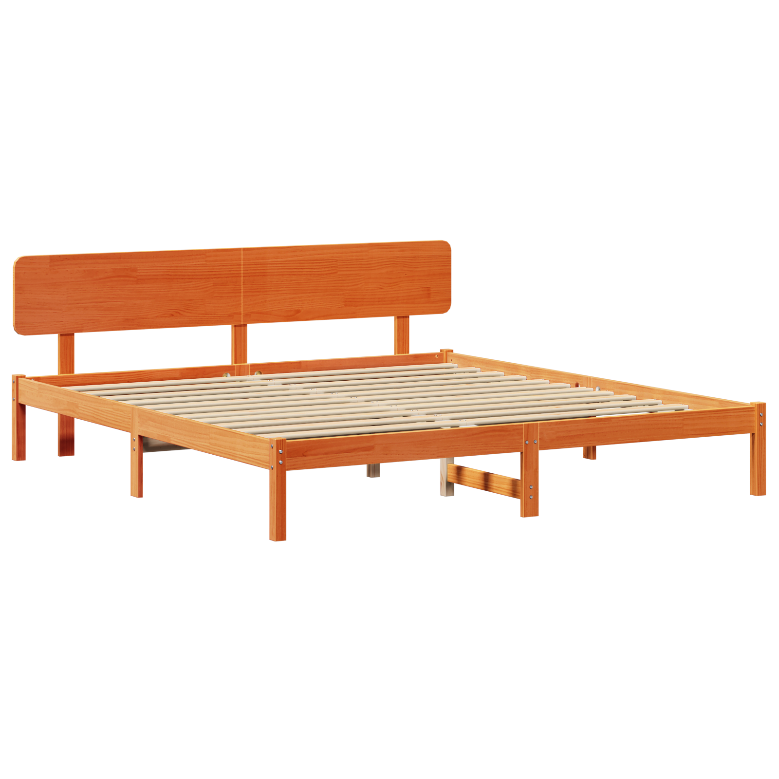 Bed Frame with Headboard Wax Brown 180x200 cm Solid Pine Wood - Image 3