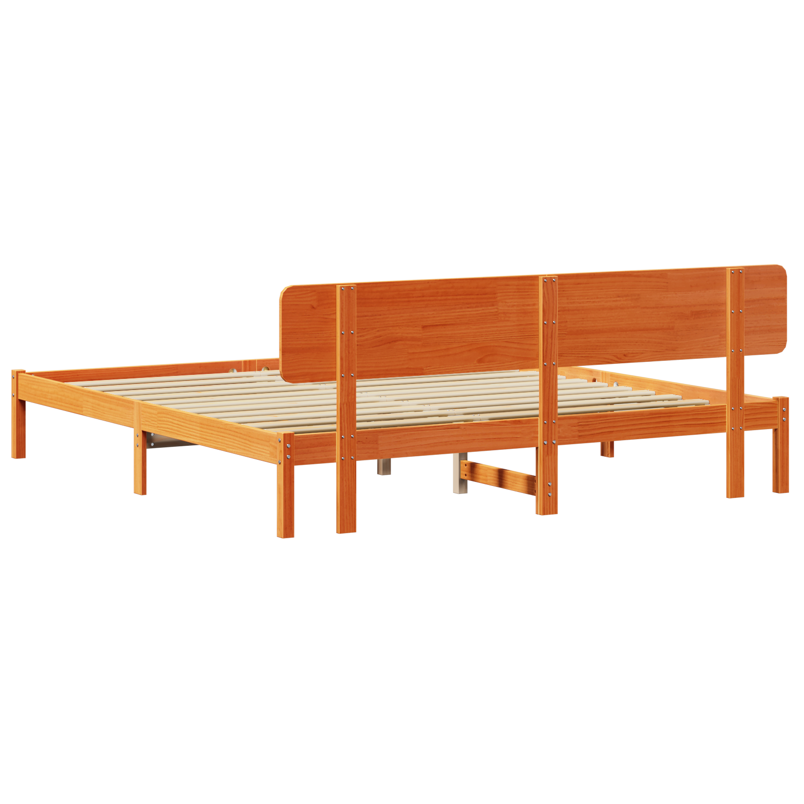 Bed Frame with Headboard Wax Brown 180x200 cm Solid Pine Wood - Image 8