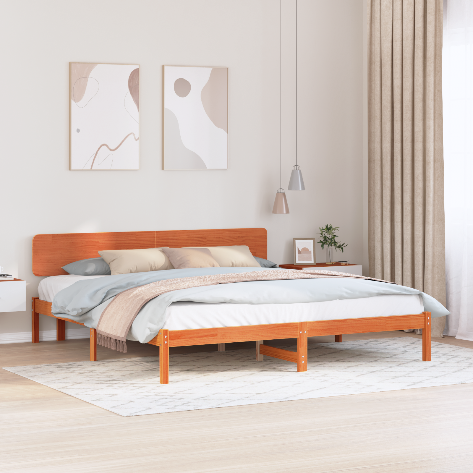 Bed Frame met Hoofdbord Gewaxte Bruin 180×200 cm Massief Grenenhout