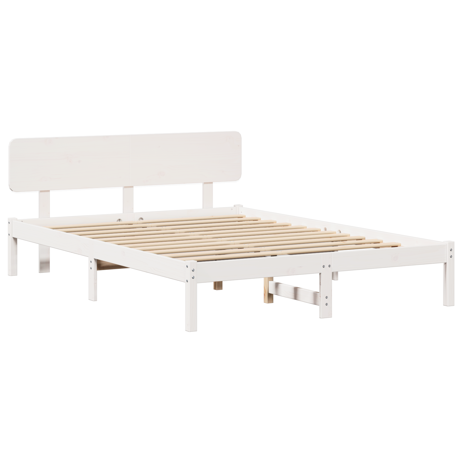 Bed Frame with Headboard White 160x200 cm Solid Pine Wood - Image 3