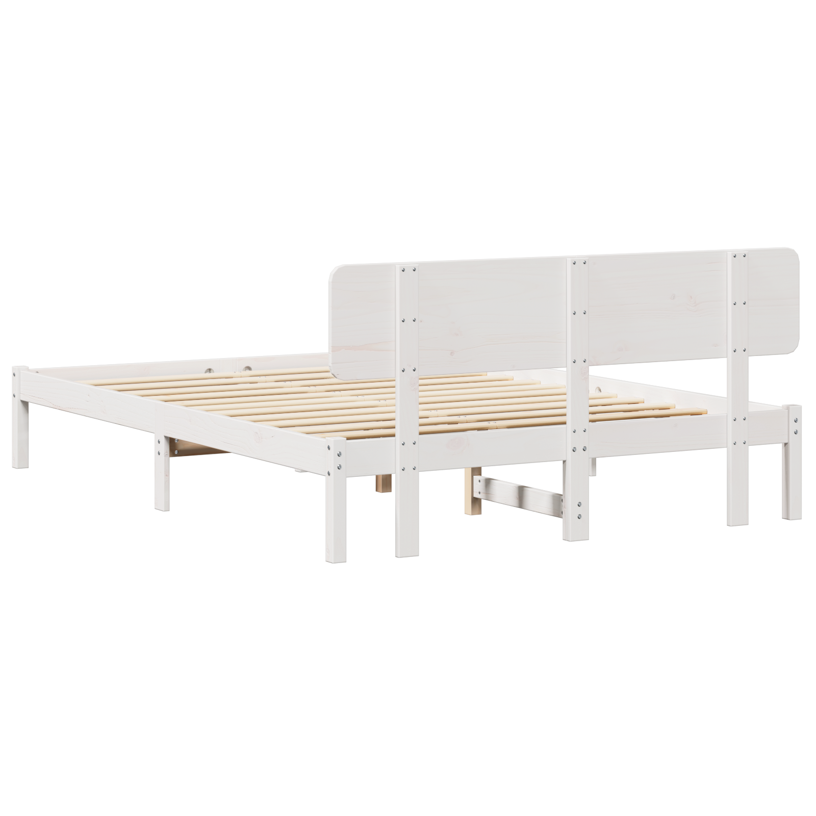 Bed Frame with Headboard White 160x200 cm Solid Pine Wood - Image 8
